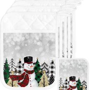 Juego de 4 agarraderas de tela de toalla de invierno para cocina, antideslizantes y aislantes de calor, juego de agarraderas de tela de toalla con Juego de 4 agarraderas de tela de toalla de invierno para cocina, antideslizantes y aislantes de calor, juego de agarraderas de tela de toalla con