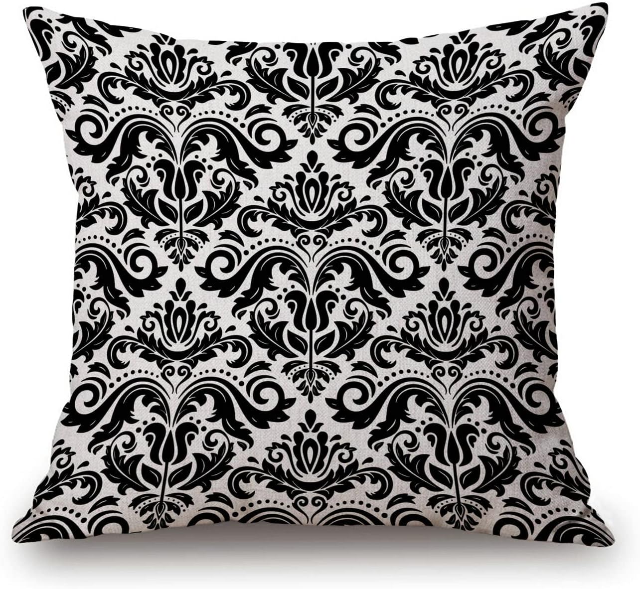 Fundas de almohada con estampado clásico oriental abstracto floral blanco y negro de 18 x 18 pulgadas, funda de almohada decorativa para sofá, funda