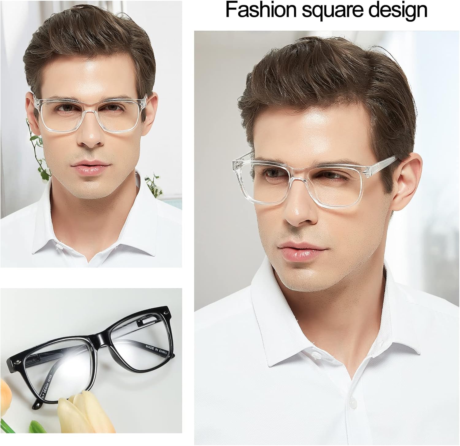 MARE AZZURO Gafas de lectura de marco grande para hombres lectores cuadrados 1.0 1.5 2.0 2.5 3.0 3.5 4.0 5.0 6.0
