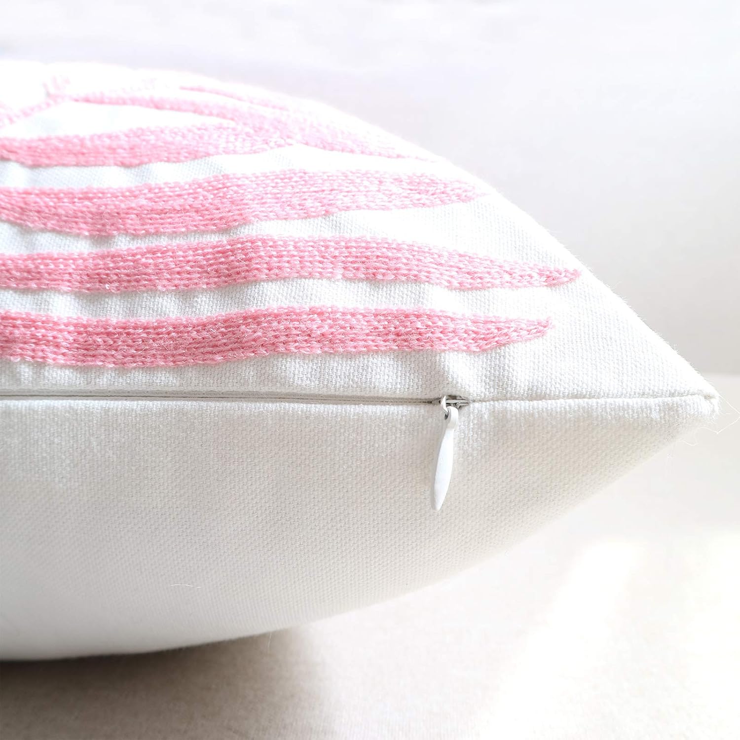 Funda de almohada bordada de 18 x 18 pulgadas, decoración del hogar, funda de almohada de suelo para sofá, silla, 100% algodón, con lazo bordado de