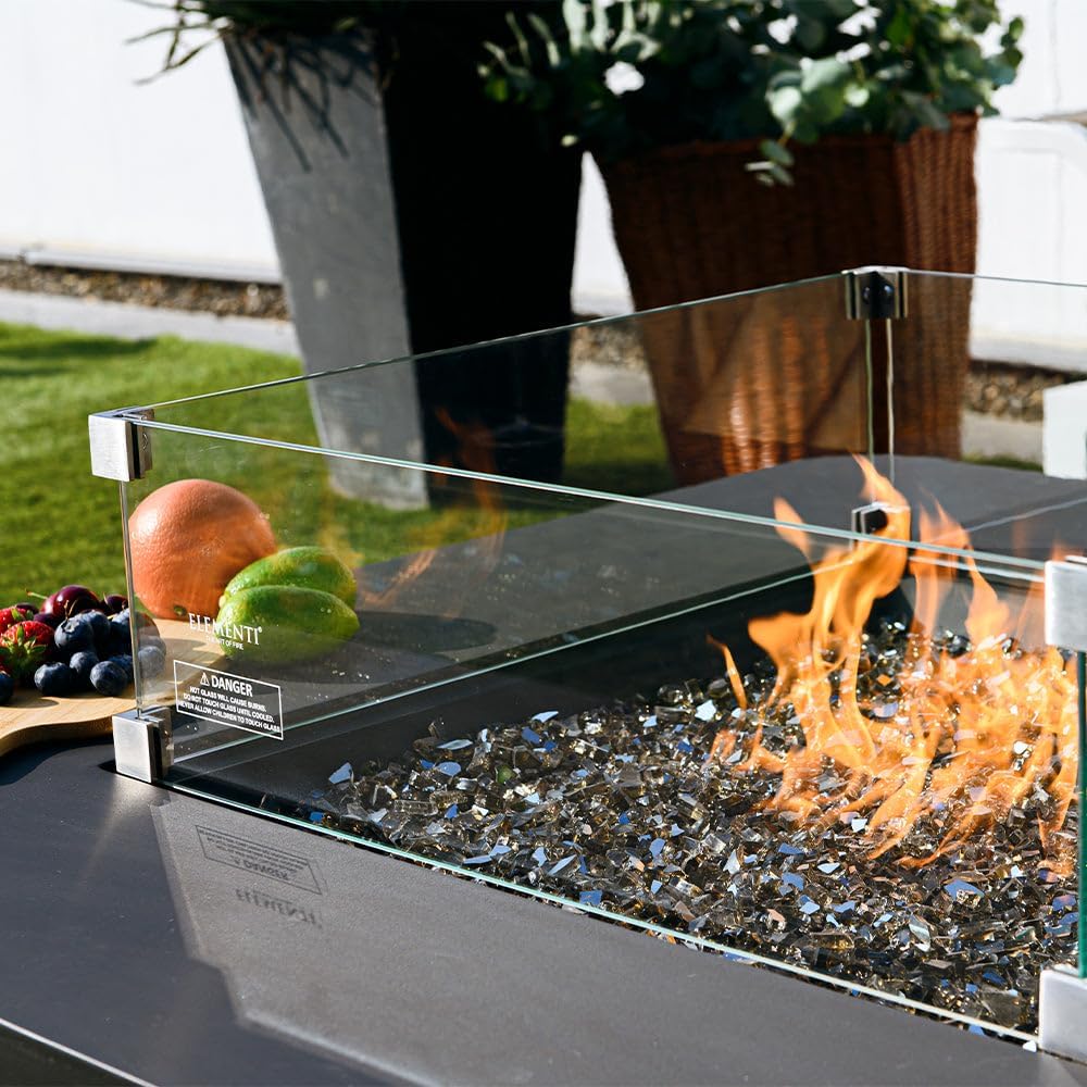Elementi Pantalla de viento de vidrio para exteriores, protector de viento, cuadrada, transparente, protector de vidrio, pantalla de chimenea,