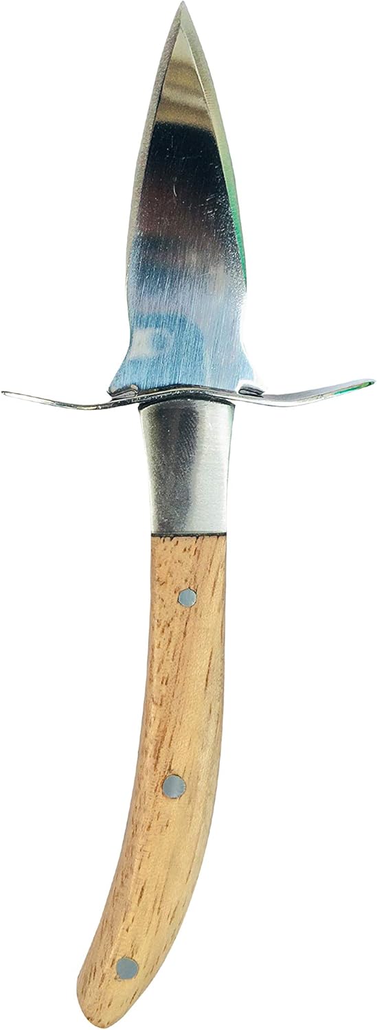 La herramienta EZ-Oyster Shucking con diseño de ángulo variable, compatible con todos los diversos tamaños de ostras, hecha de aluminio macizo.