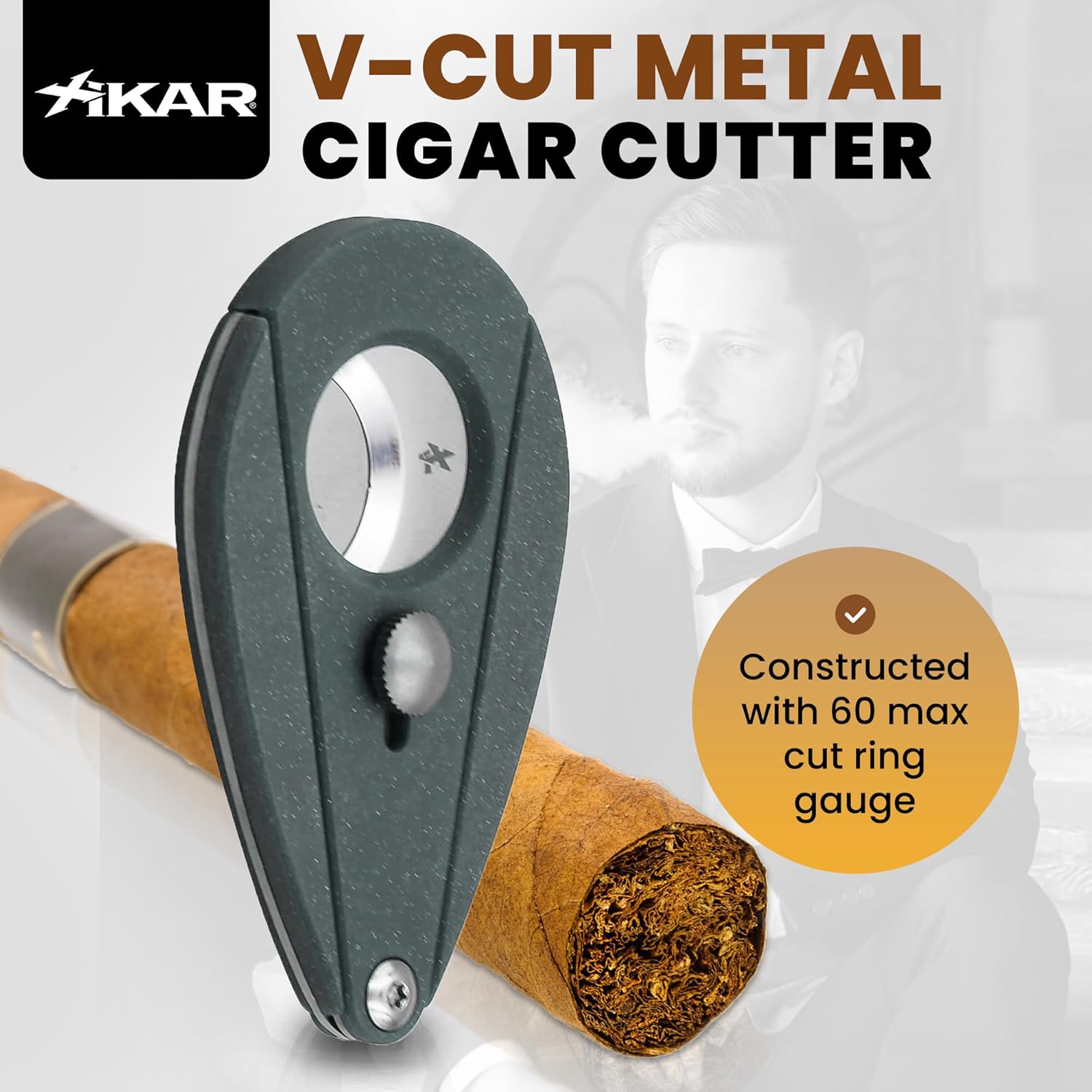 Xikar Cortador de puros Xi2  Cortador de cigarros de guillotina doble de precisión con cuchillas de acero inoxidable 440, gris granito  Rockwell C