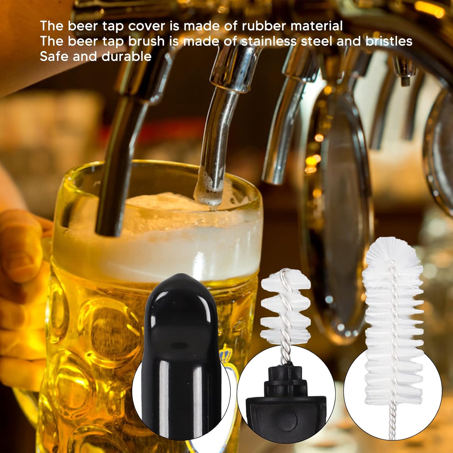 TOPINCN Grifo de cepillos largos para cerveza, barriles de cerveza Kegging para elaborar cerveza Tapón Tapón de cepillo de cepillo de higiene Kit de