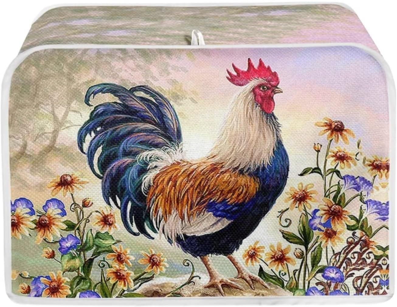 ZFRXIGN Fundas para tostadora de pollo con flores, cubierta de polvo para tostadora, bolsa de tostadora, fundas para electrodomésticos, tostadora,