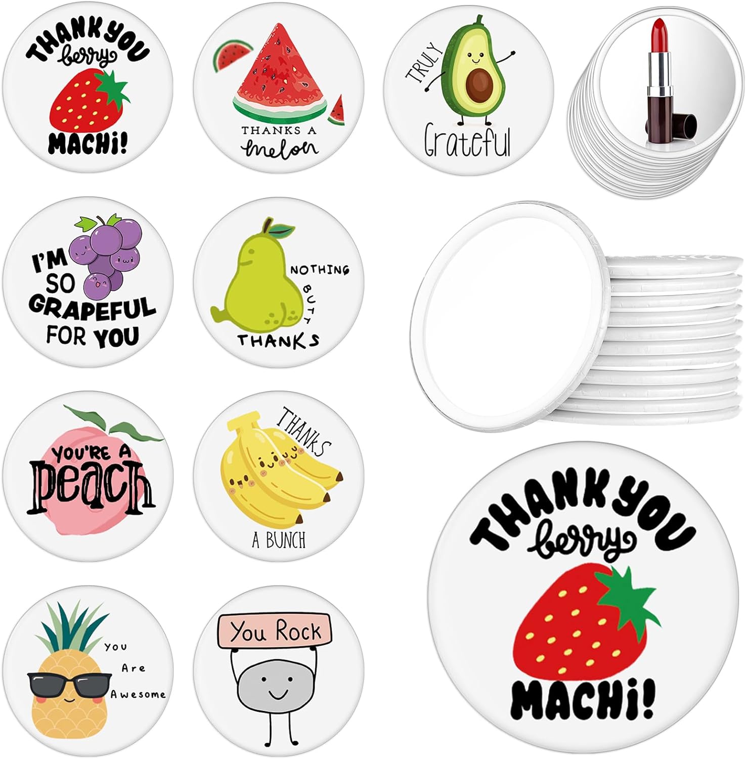 Espejo compacto motivacional a granel, inspirador juego de palabras de frutas, espejo de bolsillo para maquillaje, regalo de agradecimiento, regalo