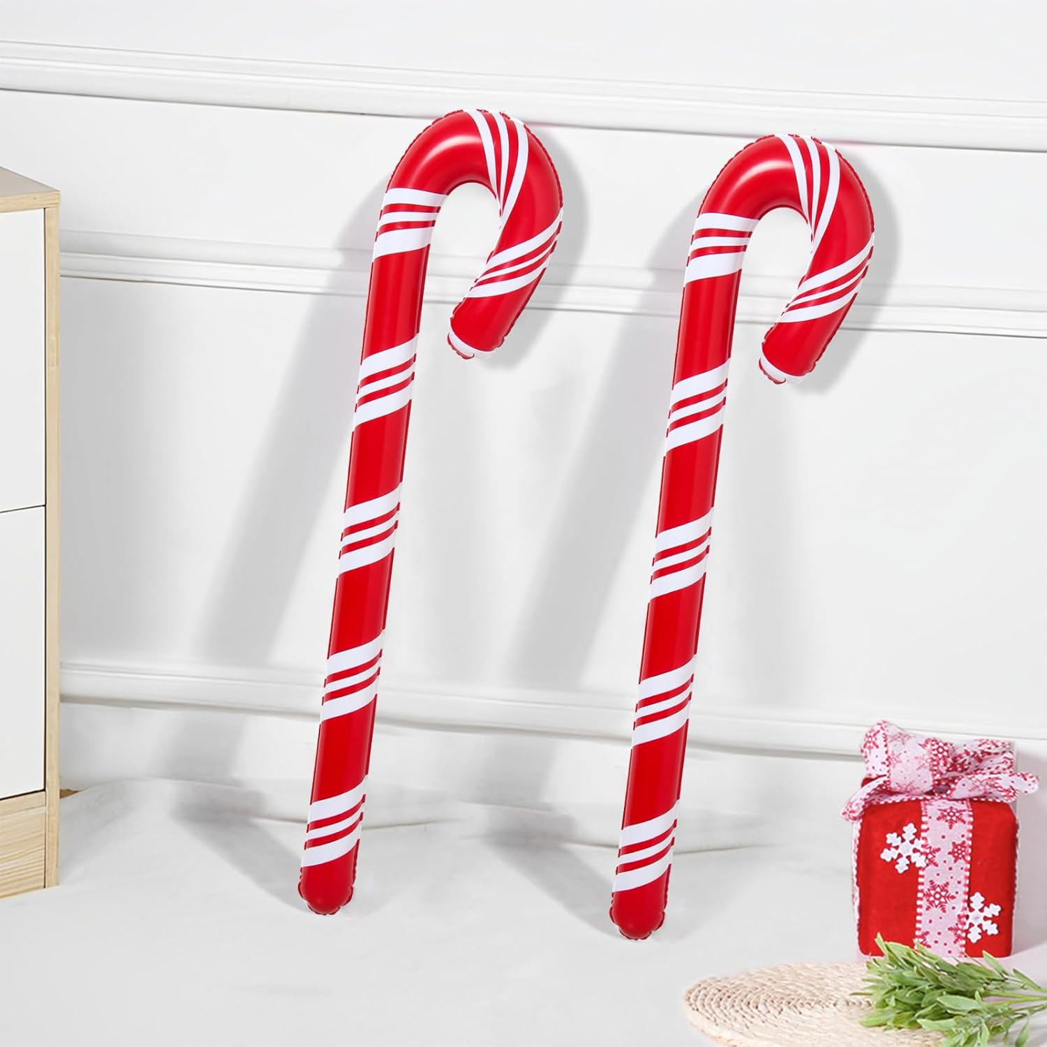 6 bastones de caramelo inflables de Navidad de 35 pulgadas para decoraciones de Navidad, decoración de patio para interiores y exteriores para el