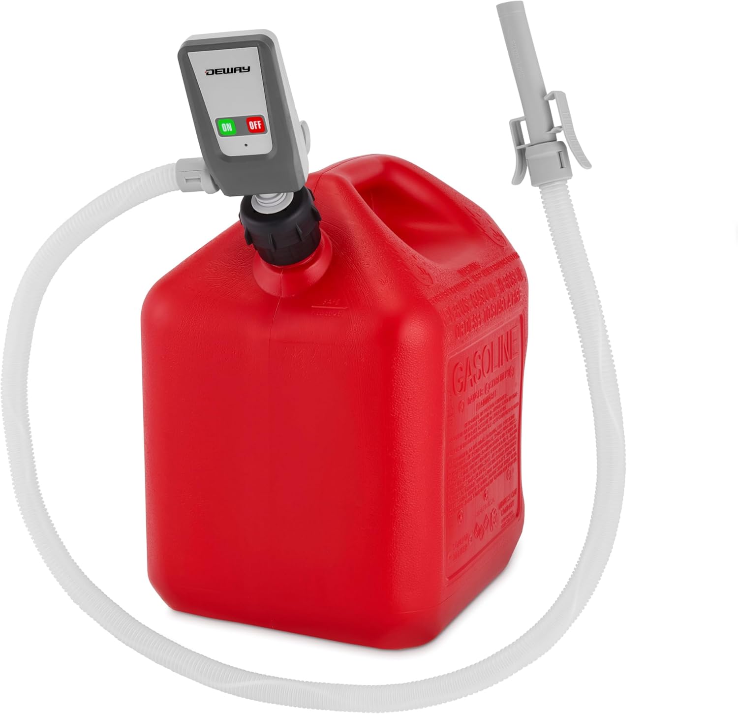 Bomba automática de transferencia de combustible con parada automática, 3 adaptadores de latas para latas de todos los tamaños, manguera extra