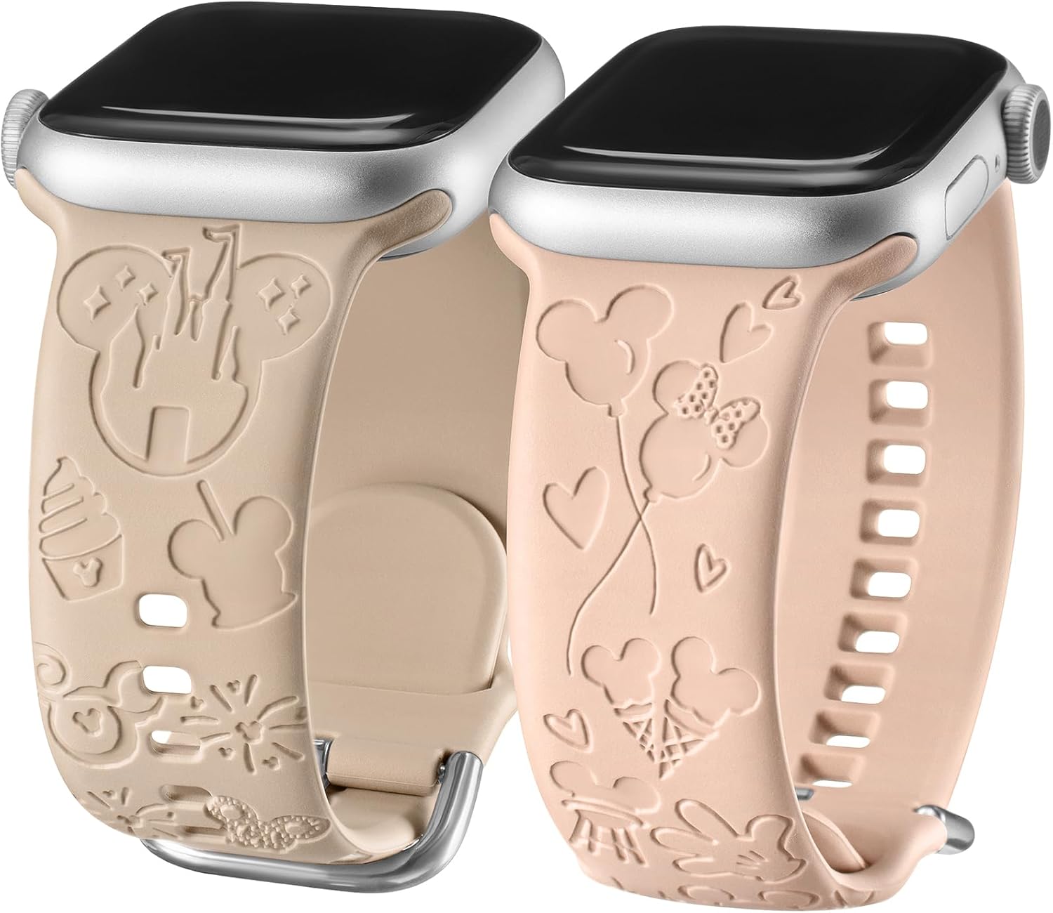 Onederhome Correa deportiva grabada compatible con correas de Apple Watch 38 40 41 42 44 45 1.929 in, correa de silicona suave para mujer y hombre,