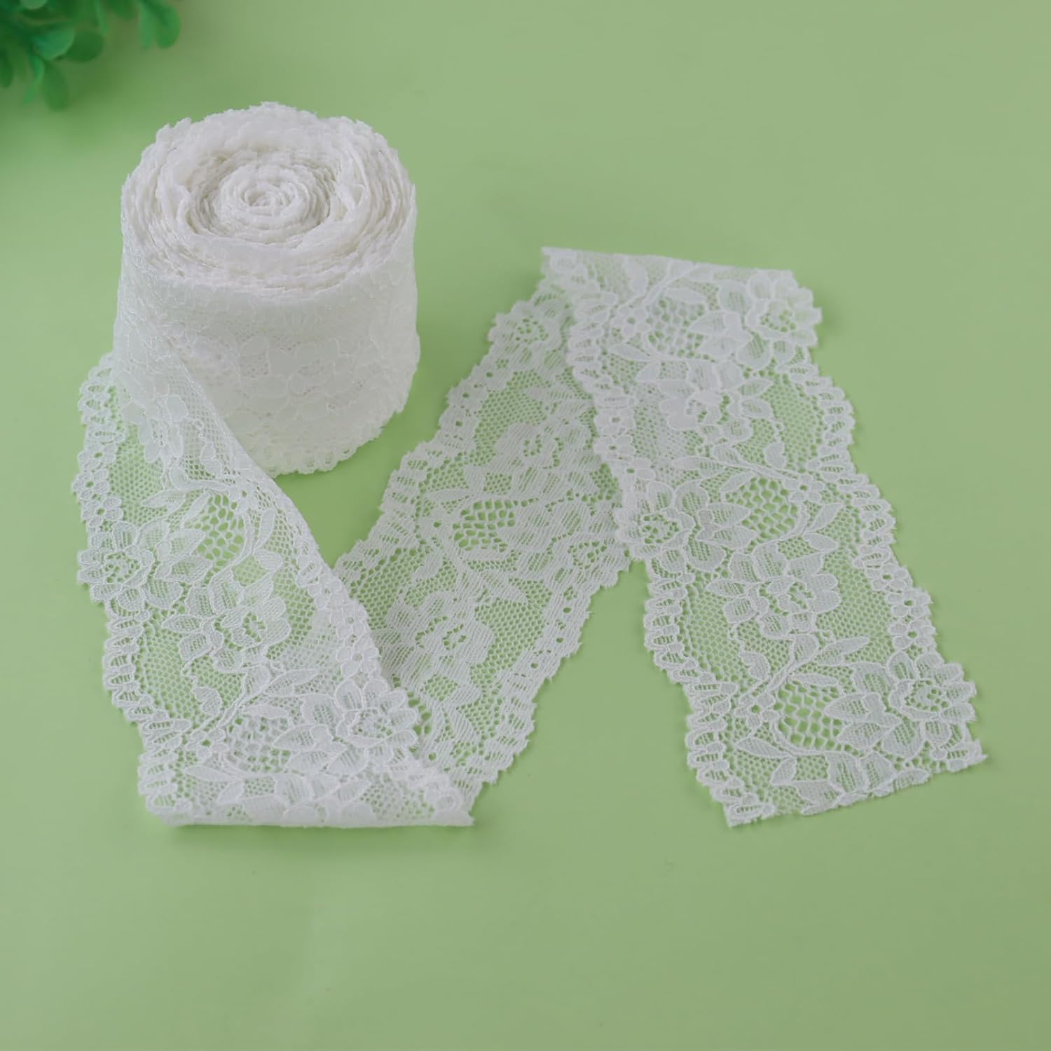 Tela de encaje vintage de 2.4 pulgadas x 5 yardas, ribete de encaje blanco para costura, cinta de encaje elástica, perfecta para manualidades,