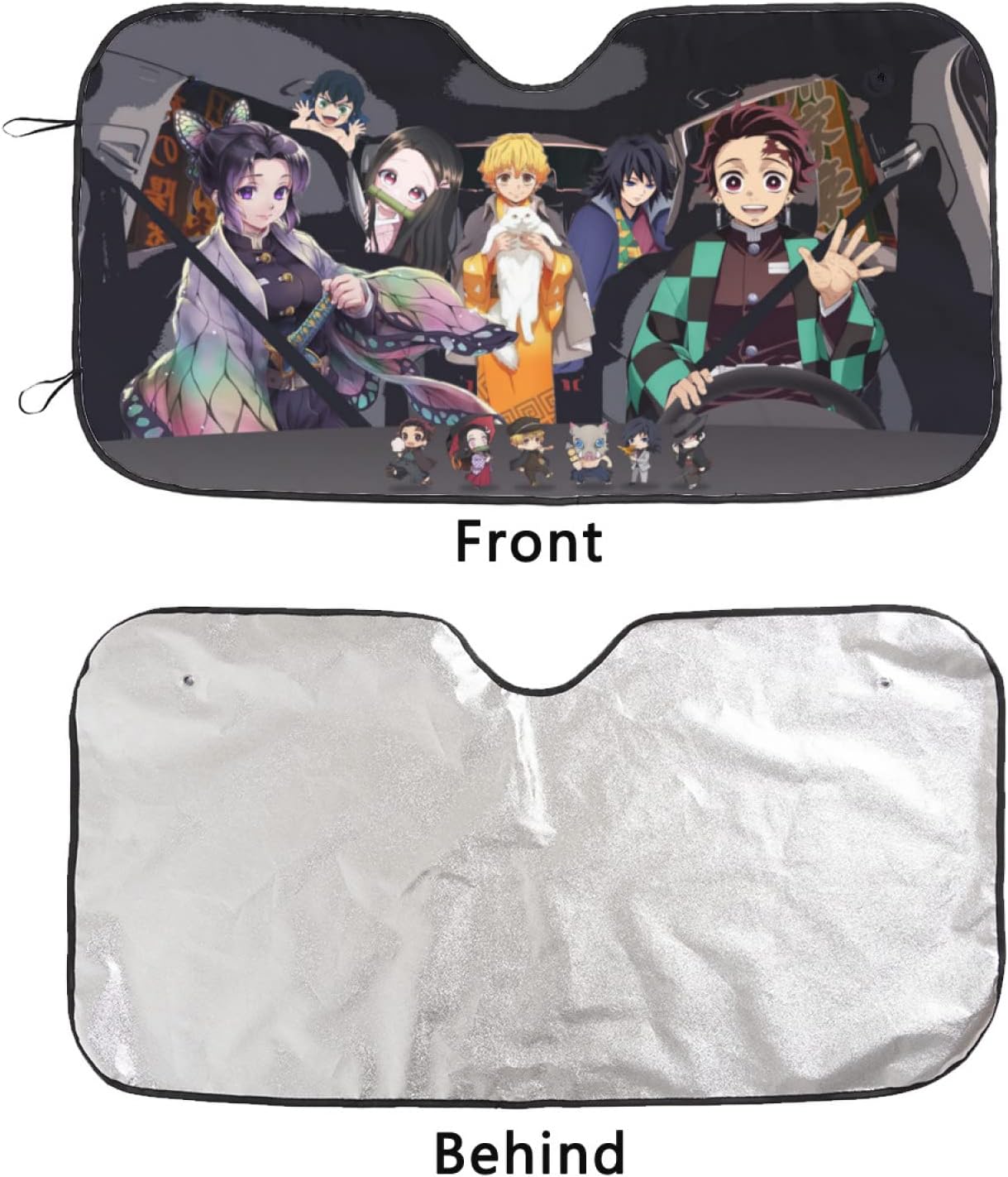 Parasoles plegables de anime para parabrisas de automóvil, ajuste universal, 51.2 x 27.5 pulgadas, mantiene tu vehículo fresco, UV y reflector de