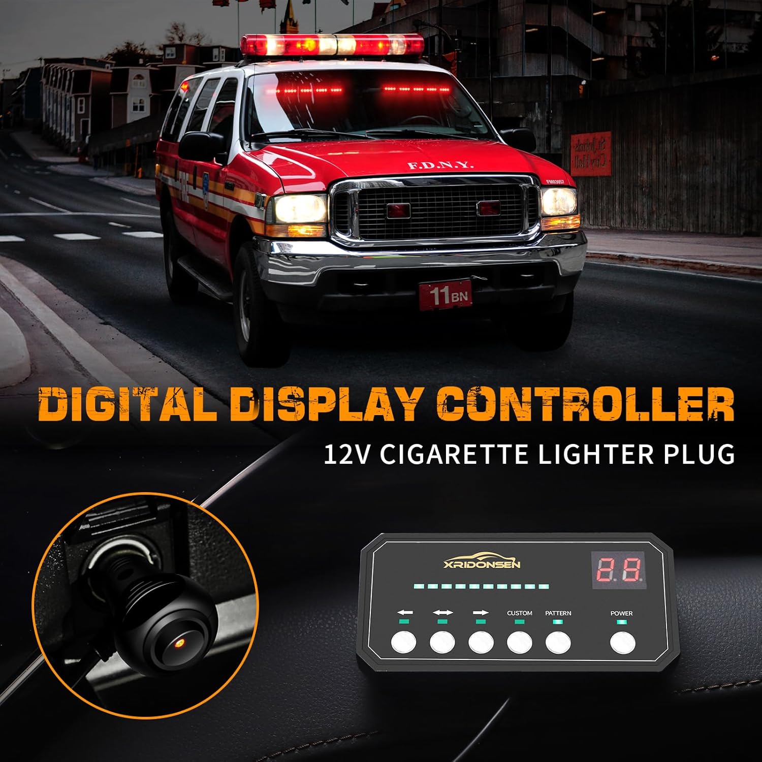 XRIDONSEN 2 barras de luces de emergencia rojas de 17 pulgadas, 40 luces LED estroboscópicas para salpicadero, luces interiores delanterastraseras,