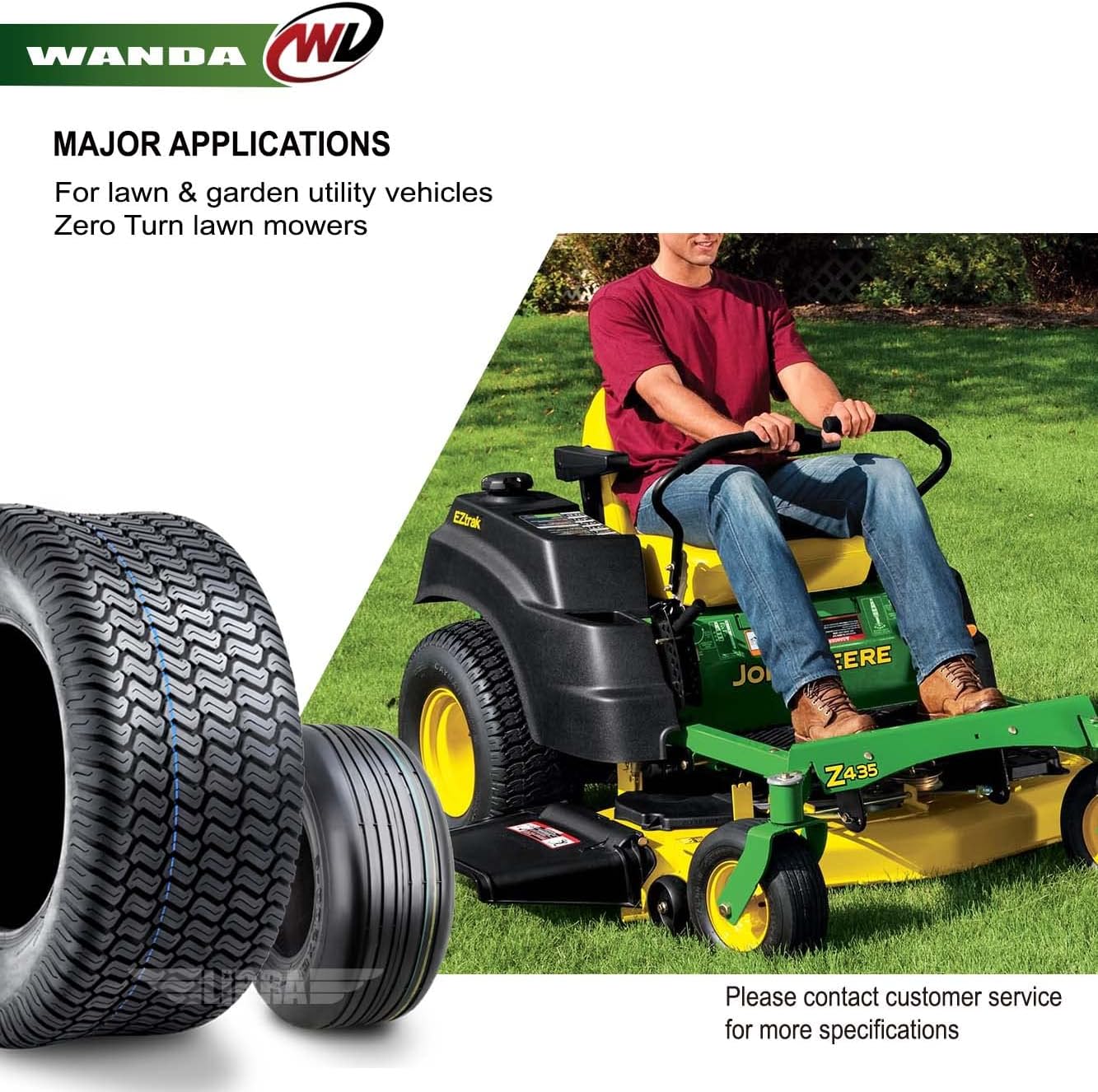 WANDA Juego de 4 neumáticos de césped para cortacésped de giro cero 13×5-6 delanteros y 23×9.5-12 traseros4PR -1308013047