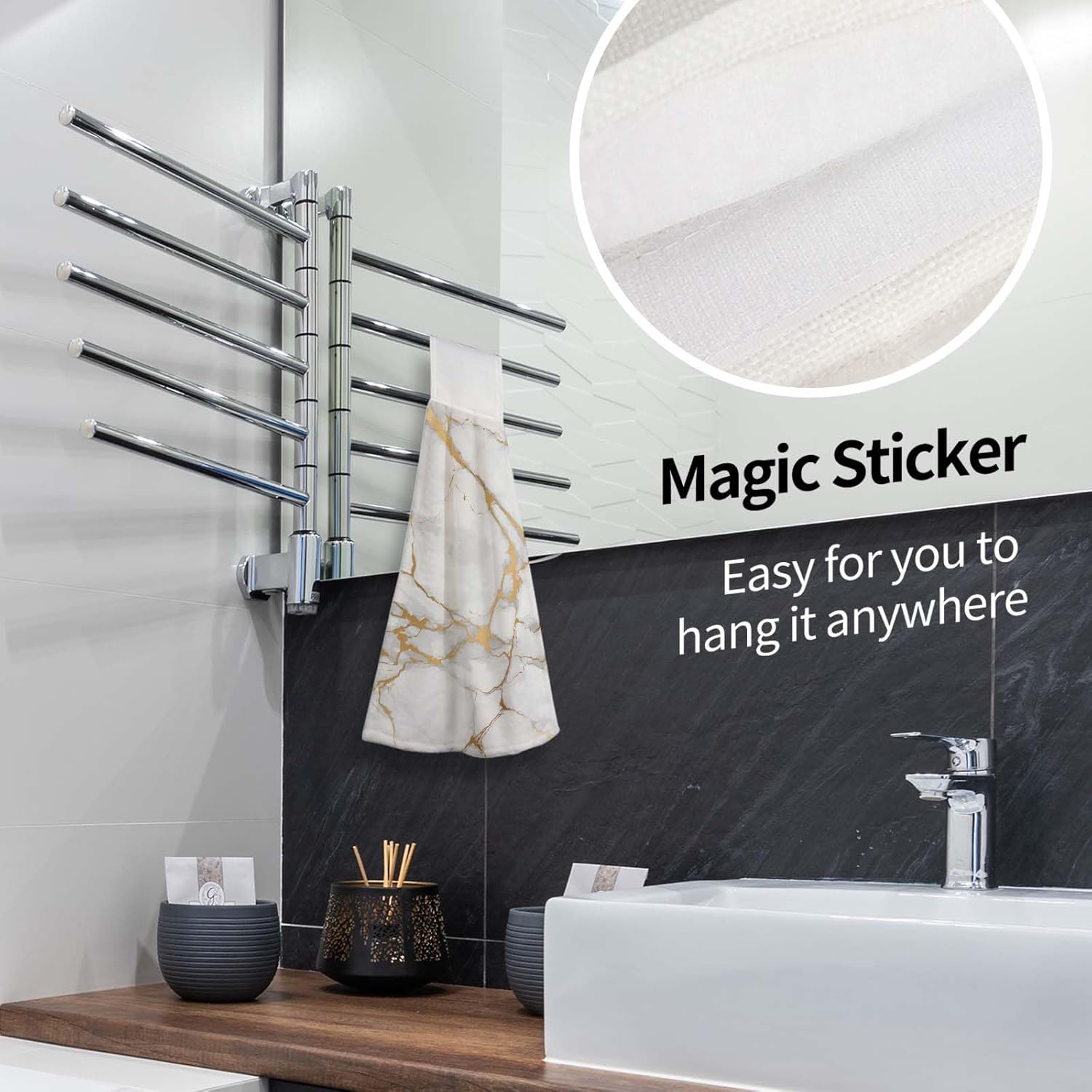 Toalla de mano de cocina con diseño de mármol blanco, 2 toallas de secado rápido, absorbentes, suaves al tacto, para decoración del hogar, cocina,