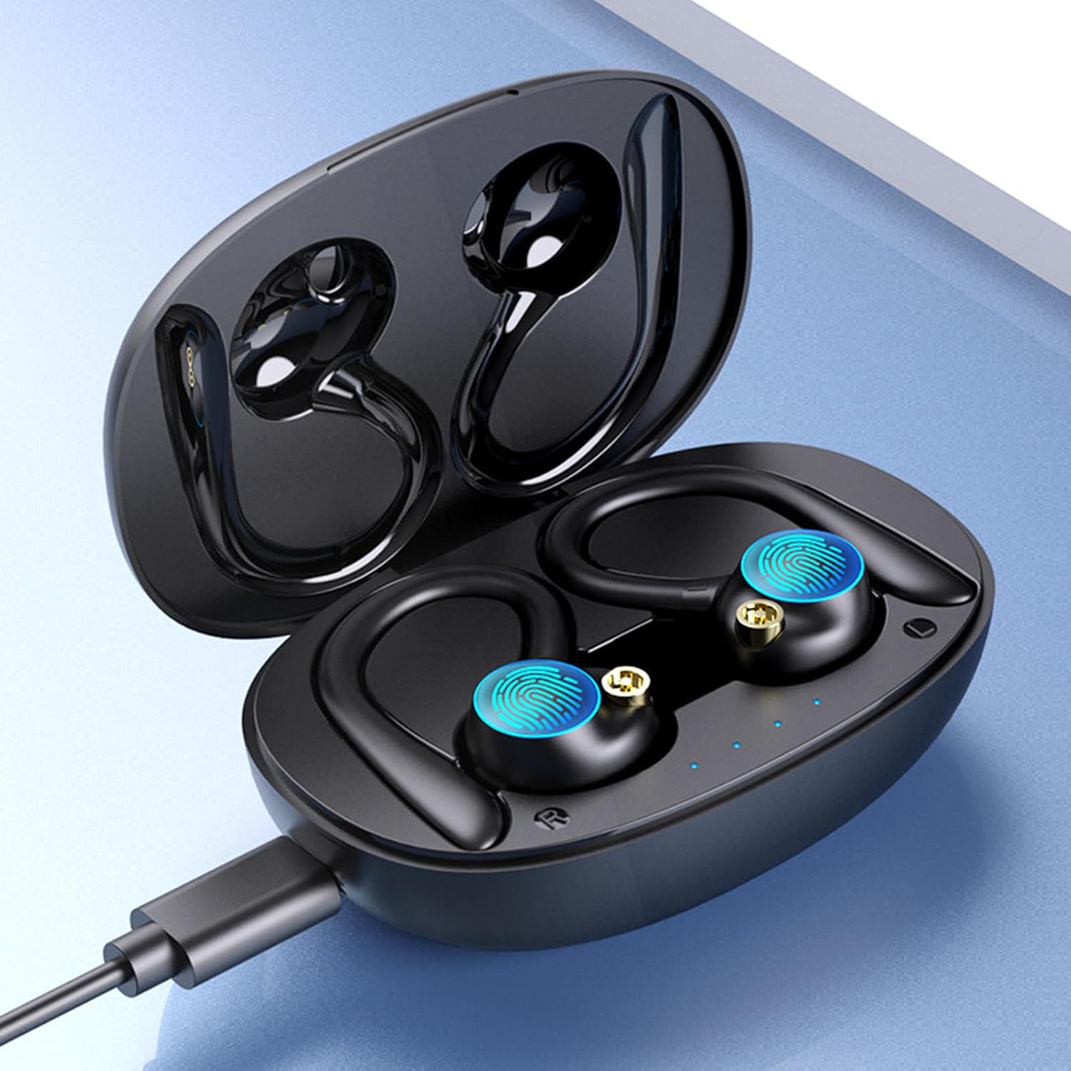 Auriculares de entrenamiento Bluetooth sobre la oreja con sonido de 0.512 in de bajo premium, IPX7 impermeable auriculares inalámbricos para correr