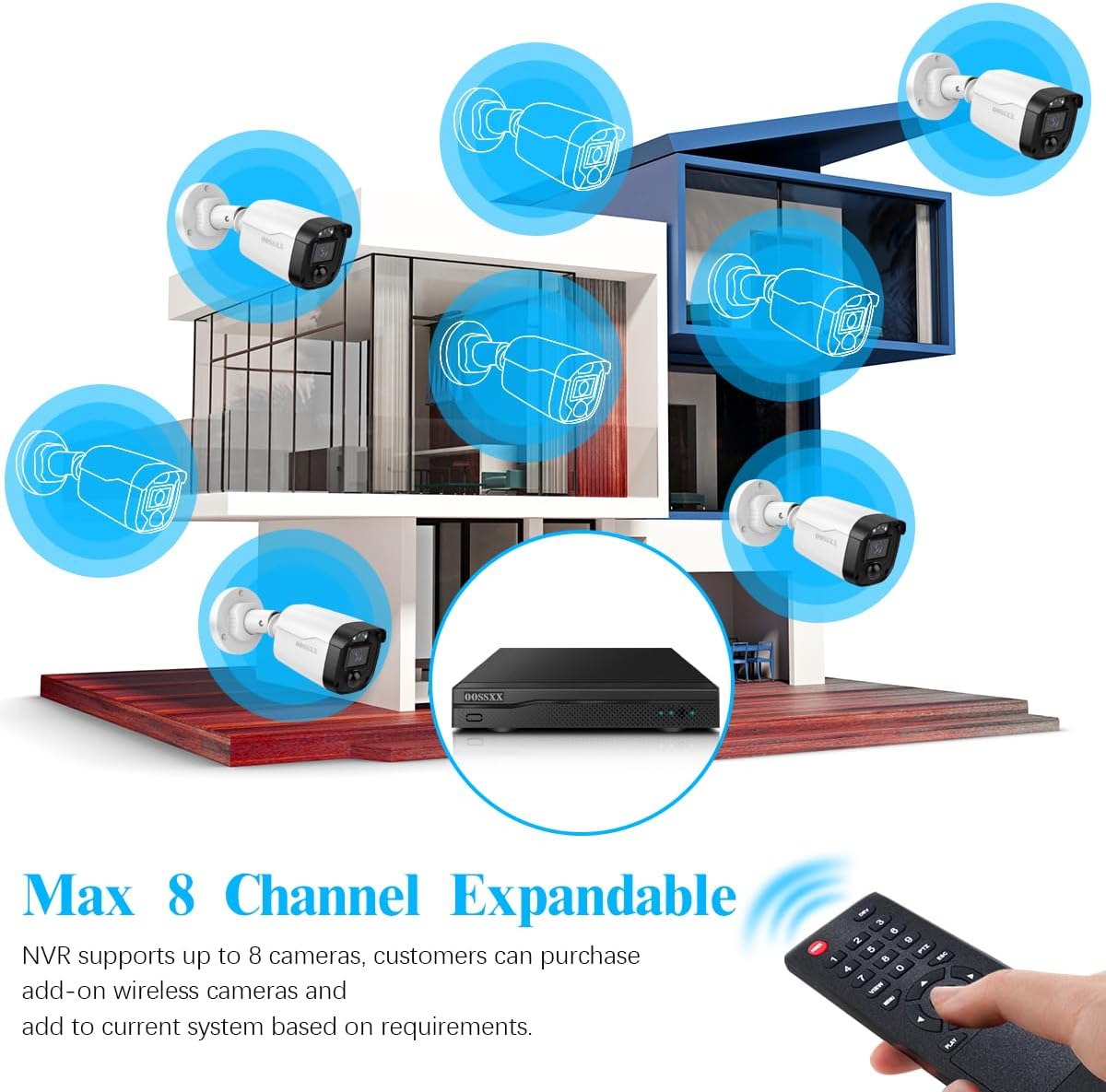 OOSSXX (Definición Full HD 5MP) Sistema de cámara de seguridad con cable Cámaras de videovigilancia para el hogar al aire libre Sistema de seguridad