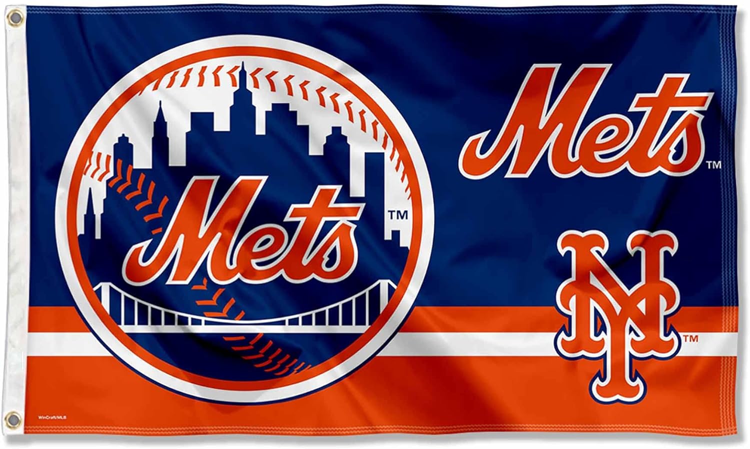 Bandera con logotipo de los New York Mets de 3 x 5 pies con ojal