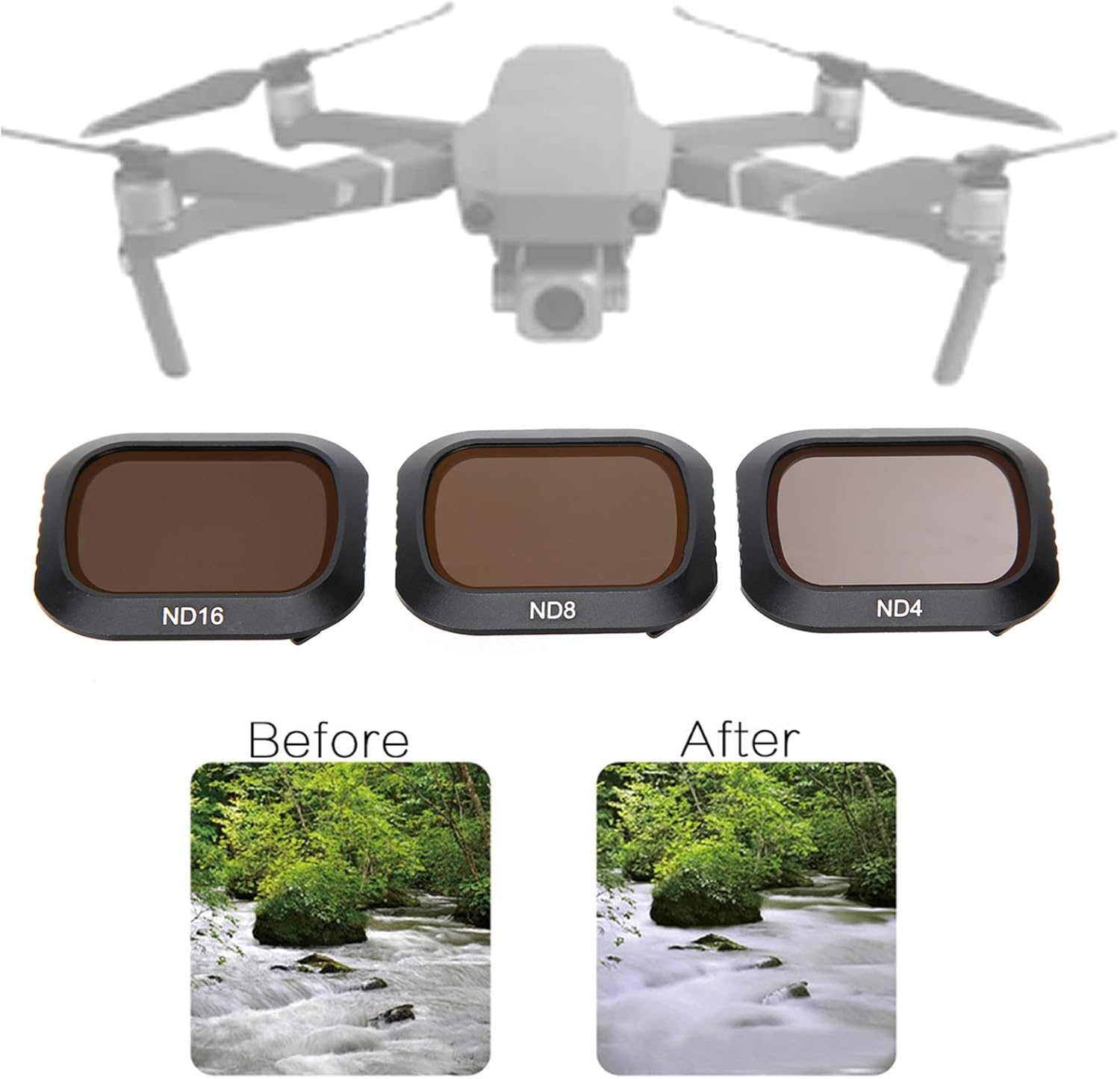 Filtros de lente de cámara ND4 ND8 ND16 Filtro de lente de densidad neutra 3 en 1 Set para cámara Mavic 2 Pro reduce el polvo y los arañazos Filtro