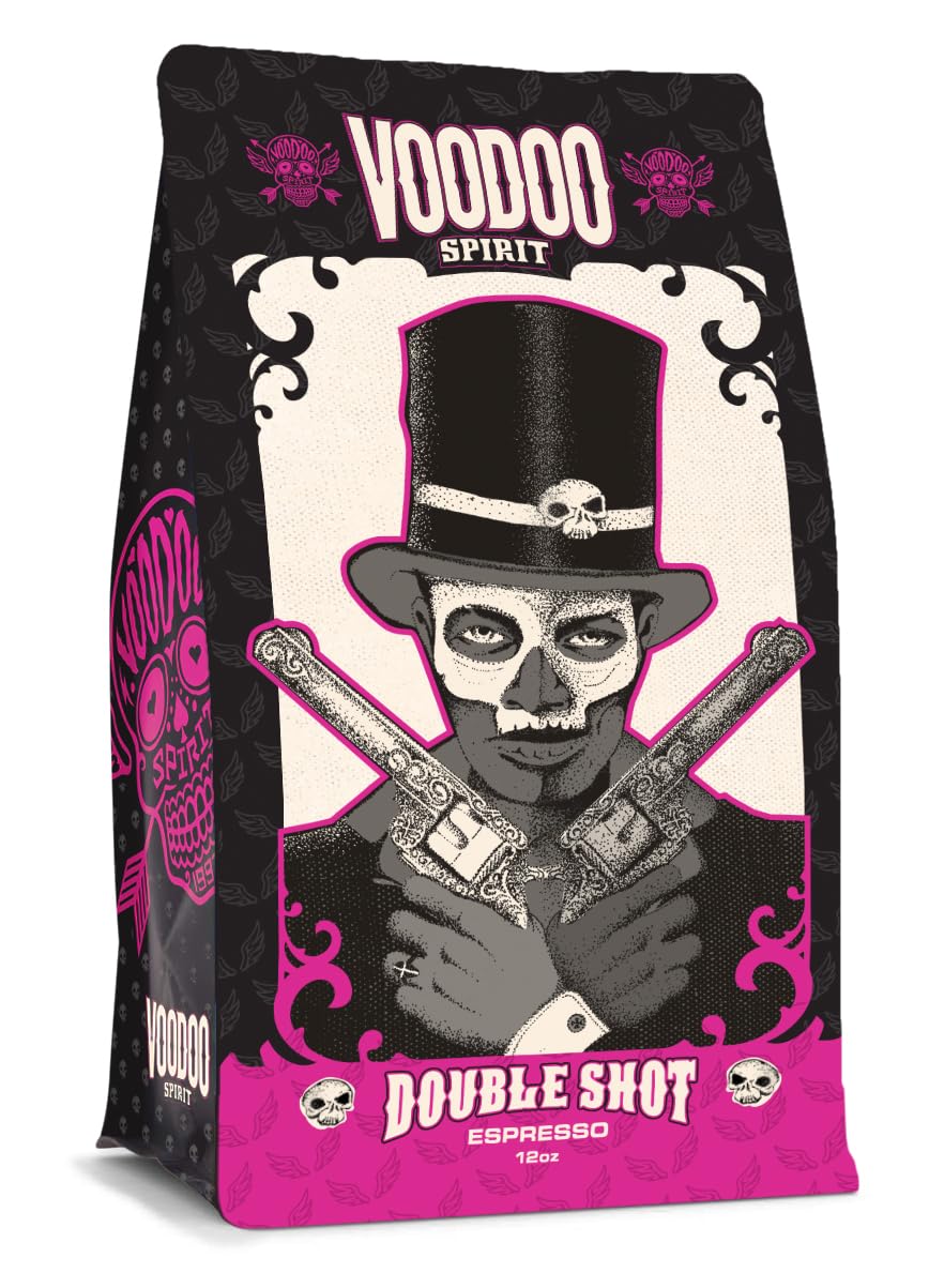 Voodoo Spirit Café  Mezcla de café expreso de 12 onzas, bolsa resellable de grano entero  Tu tipo fuerte y silencioso para esas mañanas tempranas y