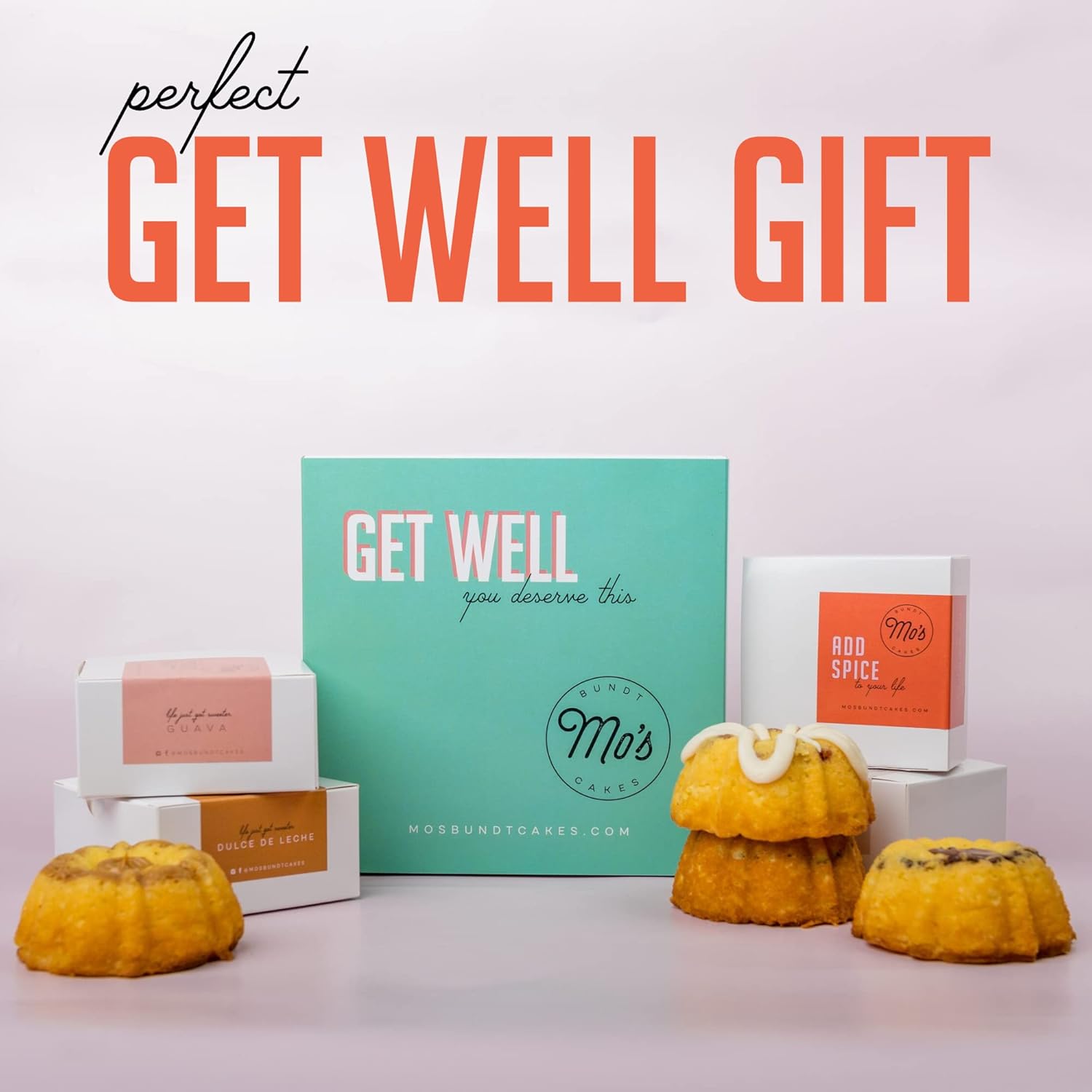 Mo’s – Caja mixta  Regalos únicos de Get Well Soon para mujeres, hombres y niños  Fresh Mo’s Bundt Cakes en una hermosa caja de regalo Get Well