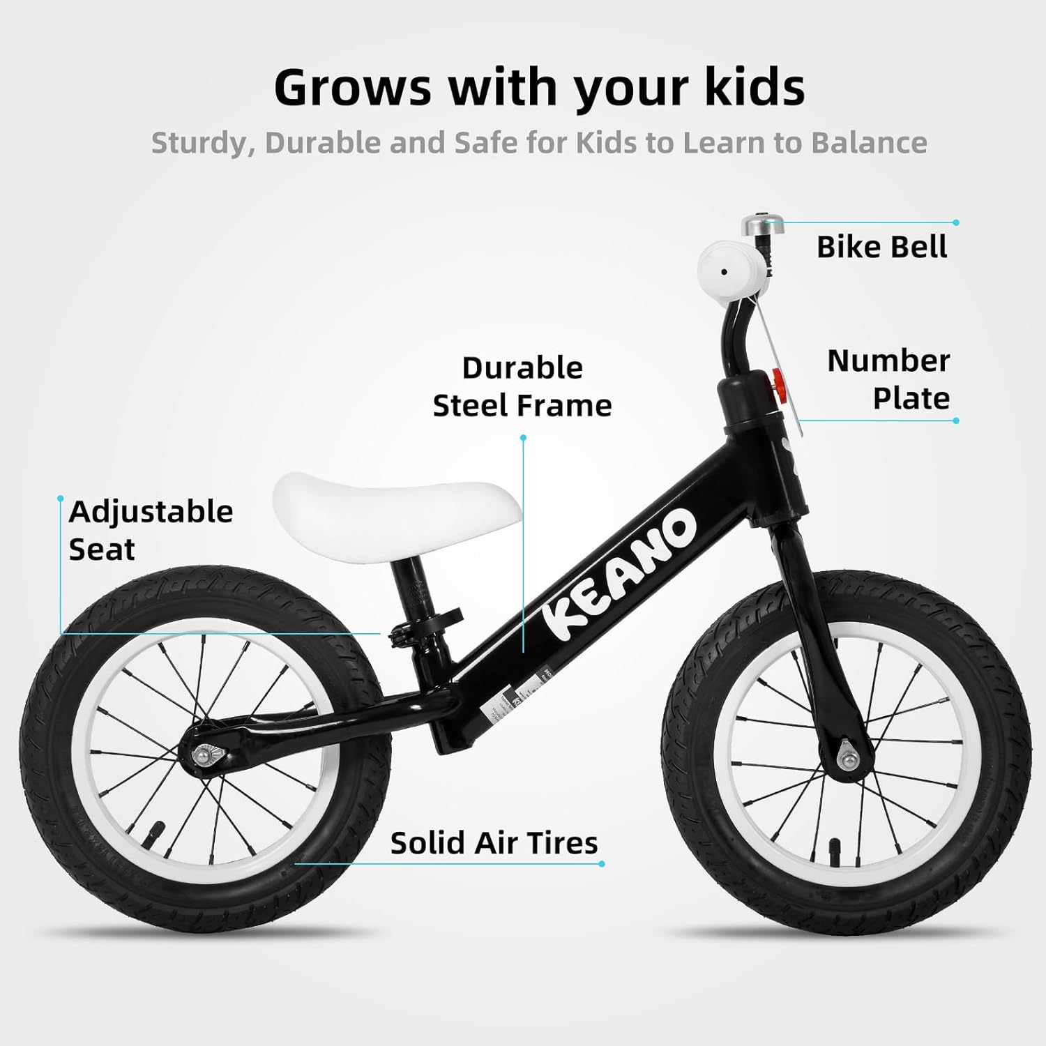 JOYSTAR Bicicleta de equilibrio de 12 pulgadas para niños y niñas de 18 meses, 2, 3, 4 y 5 años, bicicleta ligera para niños y niñas con manubrio y