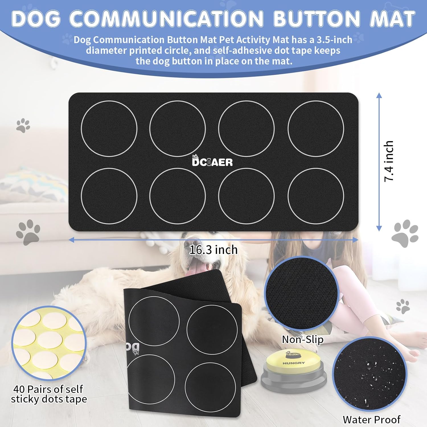 Botones para comunicación para perros, juego de 8 botones de conversación para perros, botones de entrenamiento de voz grabables de 30 segundos, con