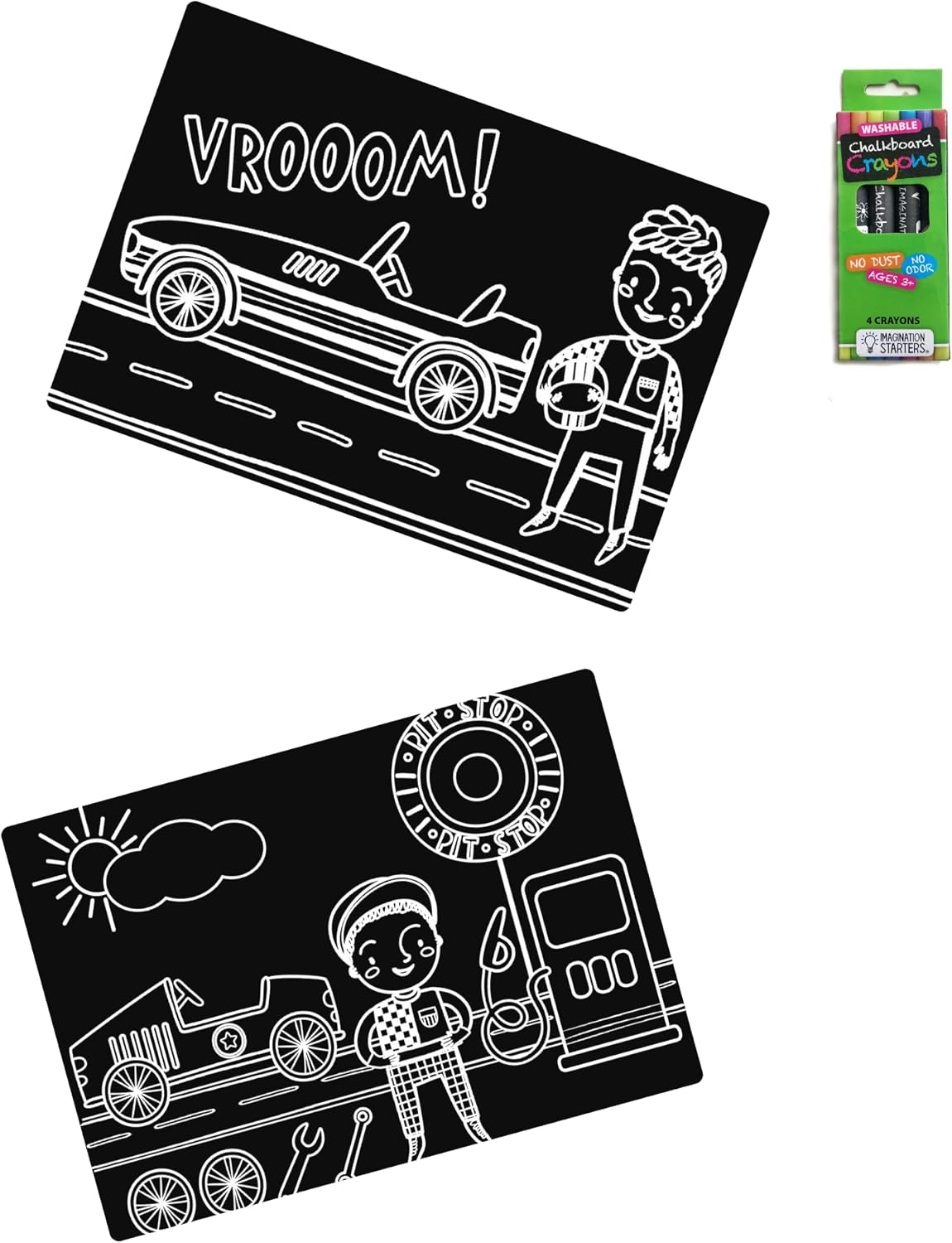 Juego de juguetes lavables para colorear sin desorden, esenciales de viaje para niños pequeños, edades de 3, 4, 5, 6, 7 años (día de la carrera)