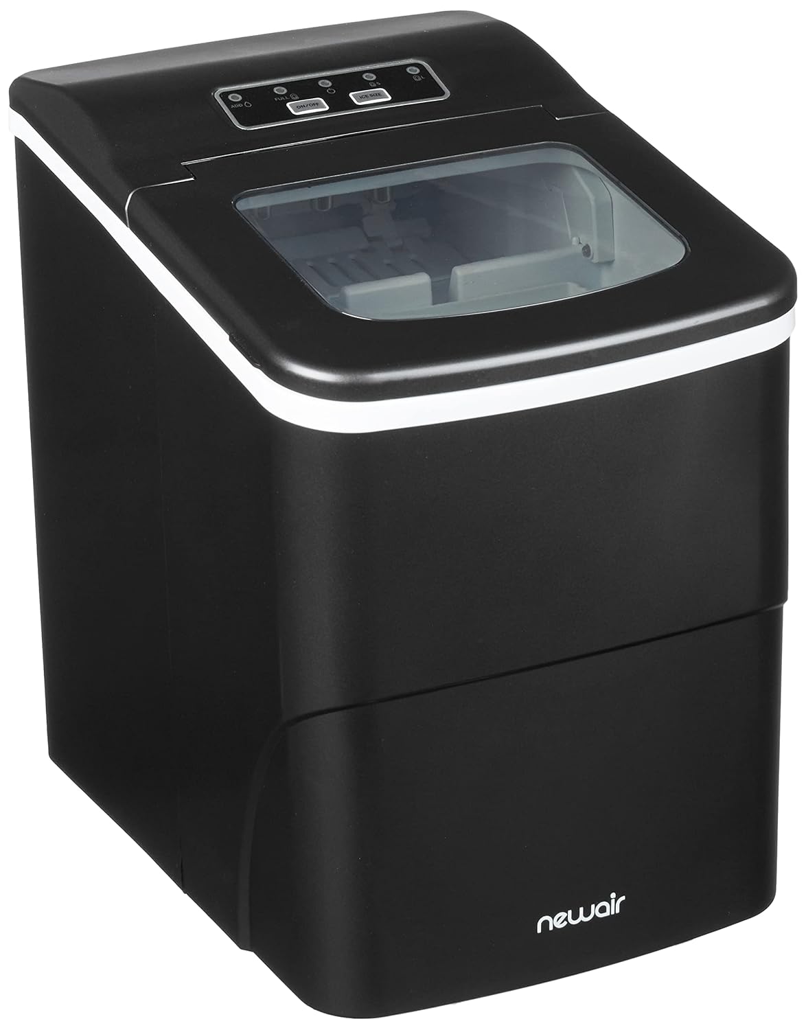 Newair Máquina de hielo para encimera, negro mate, portátil y ligera, control intuitivo, tamaño de hielo grande o pequeño, piezas fáciles de limpiar