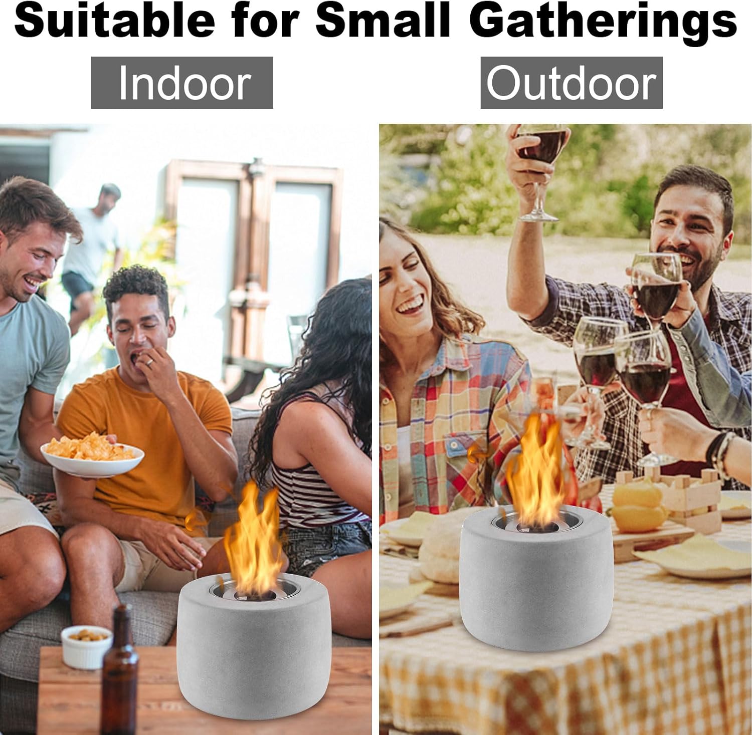 Mesa para fogata para interiores, elegante mini fogata de hormigón de etanol que crea un ambiente acogedor y mejora el diseño interior, hoguera de
