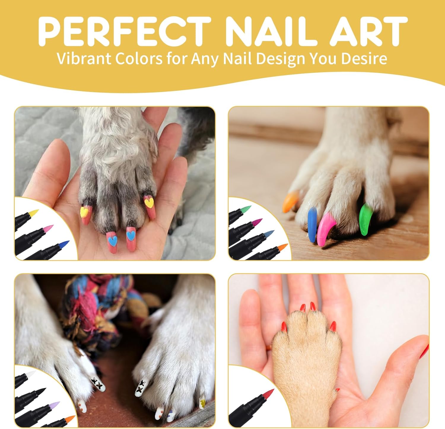Bolígrafos de esmalte de uñas para perros de secado rápido, kit de esmalte de uñas de 12 colores para perros, gatos o pájaros, esmalte de uñas