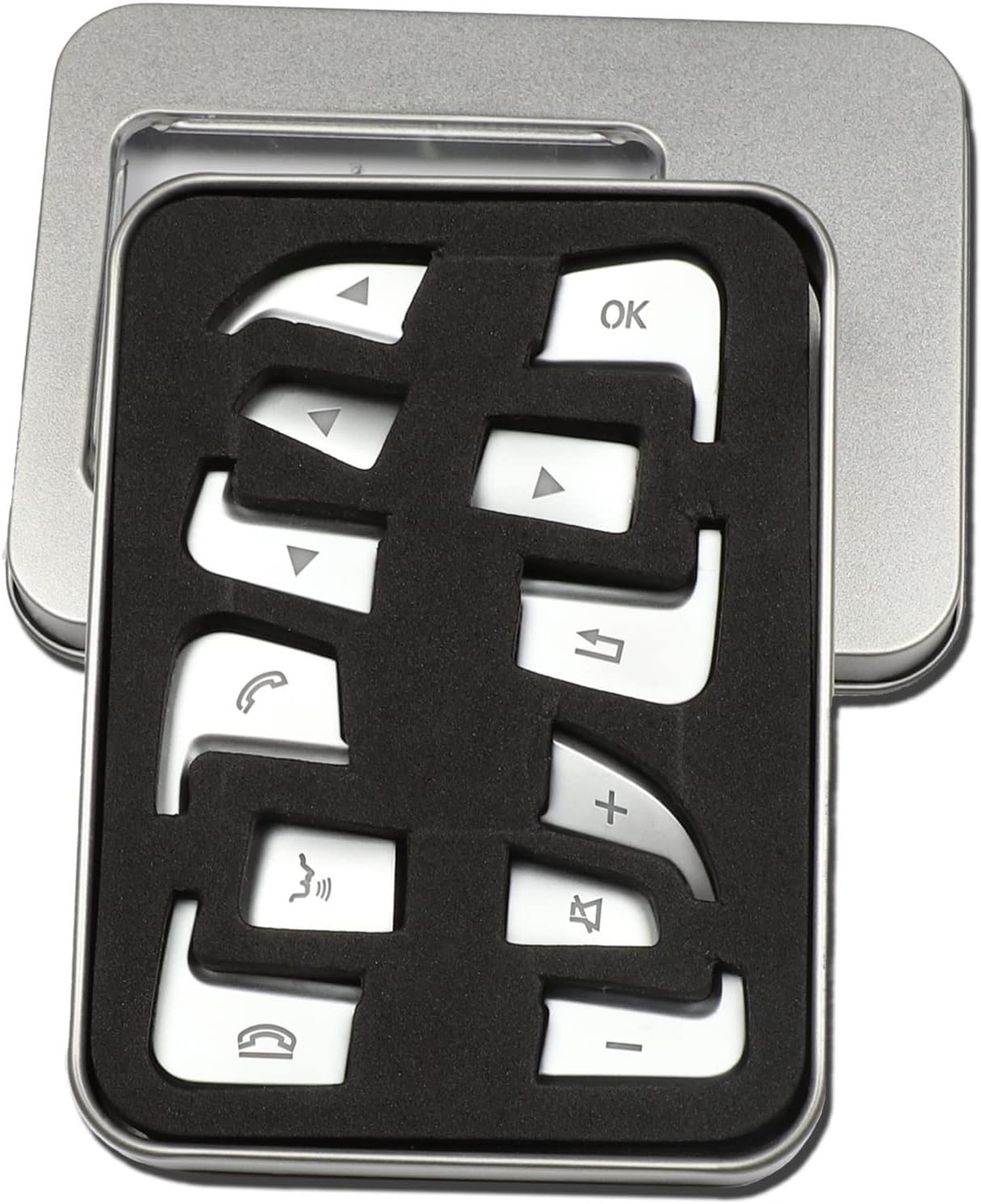 Cubierta plateada para botón de volante para decoración interior de automóvil, compatible con Mercedes Benz CLACLSSLMLGLGLKGLAA B C E G Class