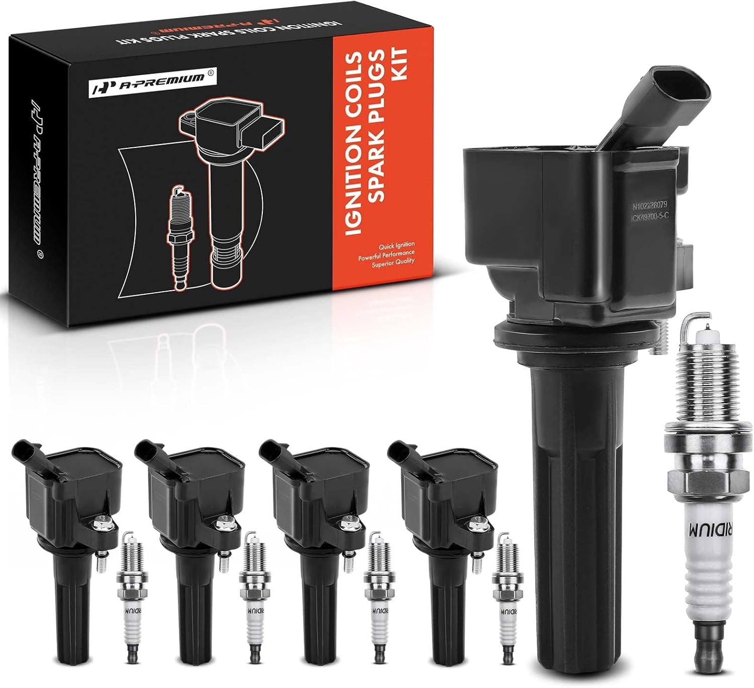 A-Premium Bobinas de encendido y bujías compatibles con Chevrolet Colorado 2007-2012 y GMC Canyon 2007-2012 y Hummer H3 2007-2010, juego de 5 piezas