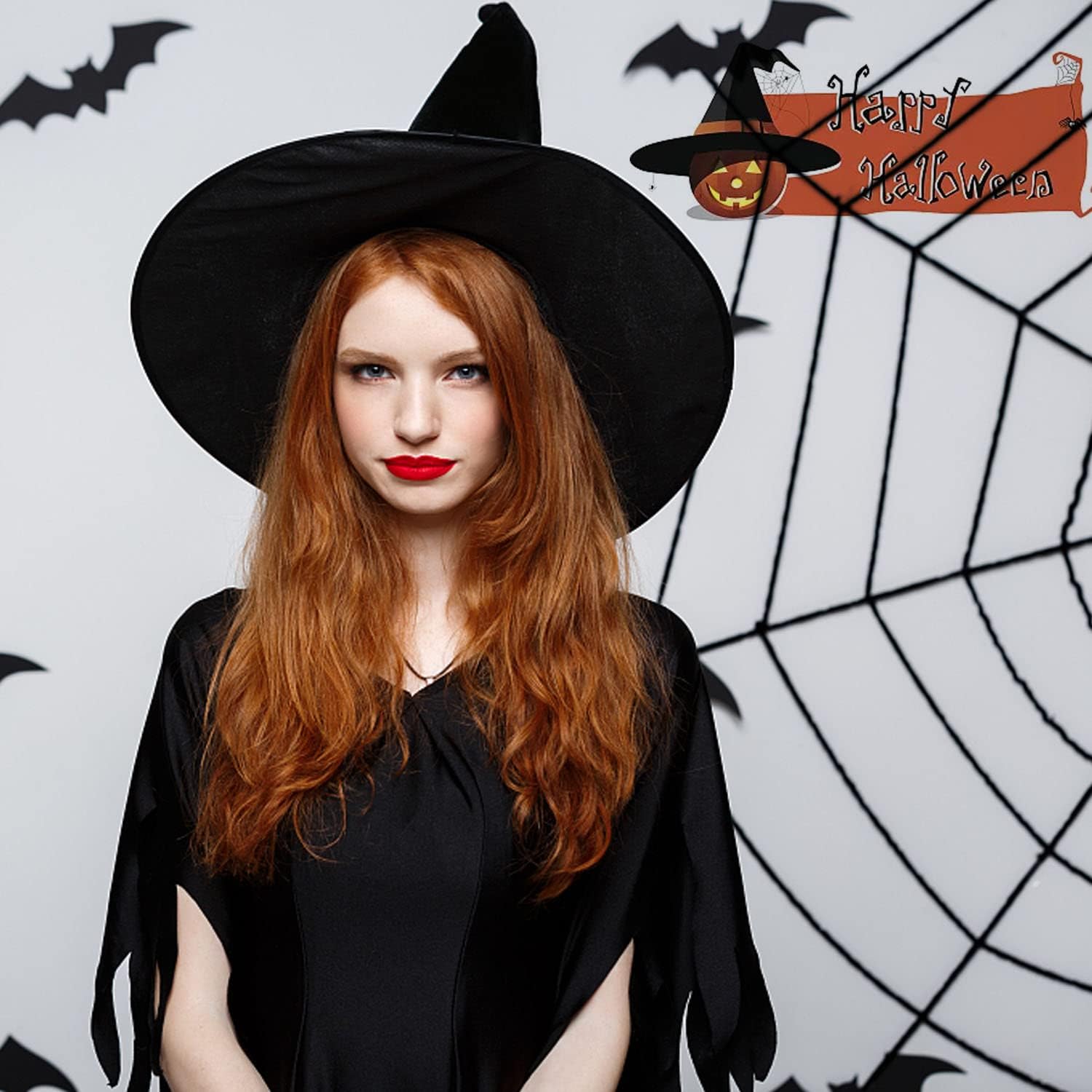 Halloween Witch Hat, 1 Pcs Black Witch Costume Accessory for Halloween Witch Cosplay Party Favor Holiday Decoration