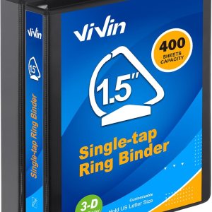 ViVin Carpeta inclinada D de 1.5 pulgadas, carpeta de 3 anillos de un solo toque de 1.5 pulgadas, se adapta a papel de 8.5 x 11 pulgadas, color ViVin Carpeta inclinada D de 1.5 pulgadas, carpeta de 3 anillos de un solo toque de 1.5 pulgadas, se adapta a papel de 8.5 x 11 pulgadas, color