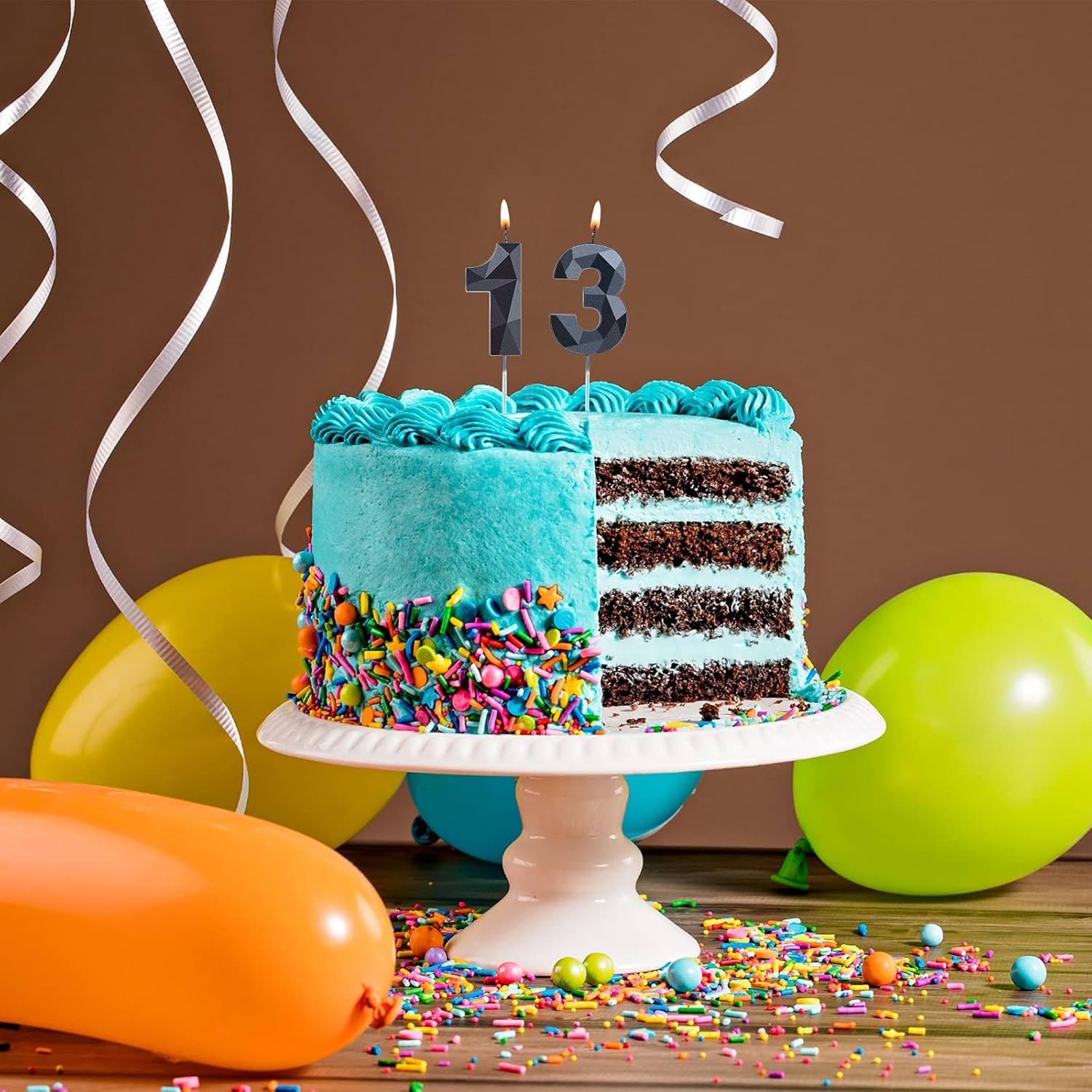 Velas de cumpleaños número 13, velas con forma de diamante 3D número 13, decoración de tarta de feliz cumpleaños, bodas, fiestas, reuniones, fiestas