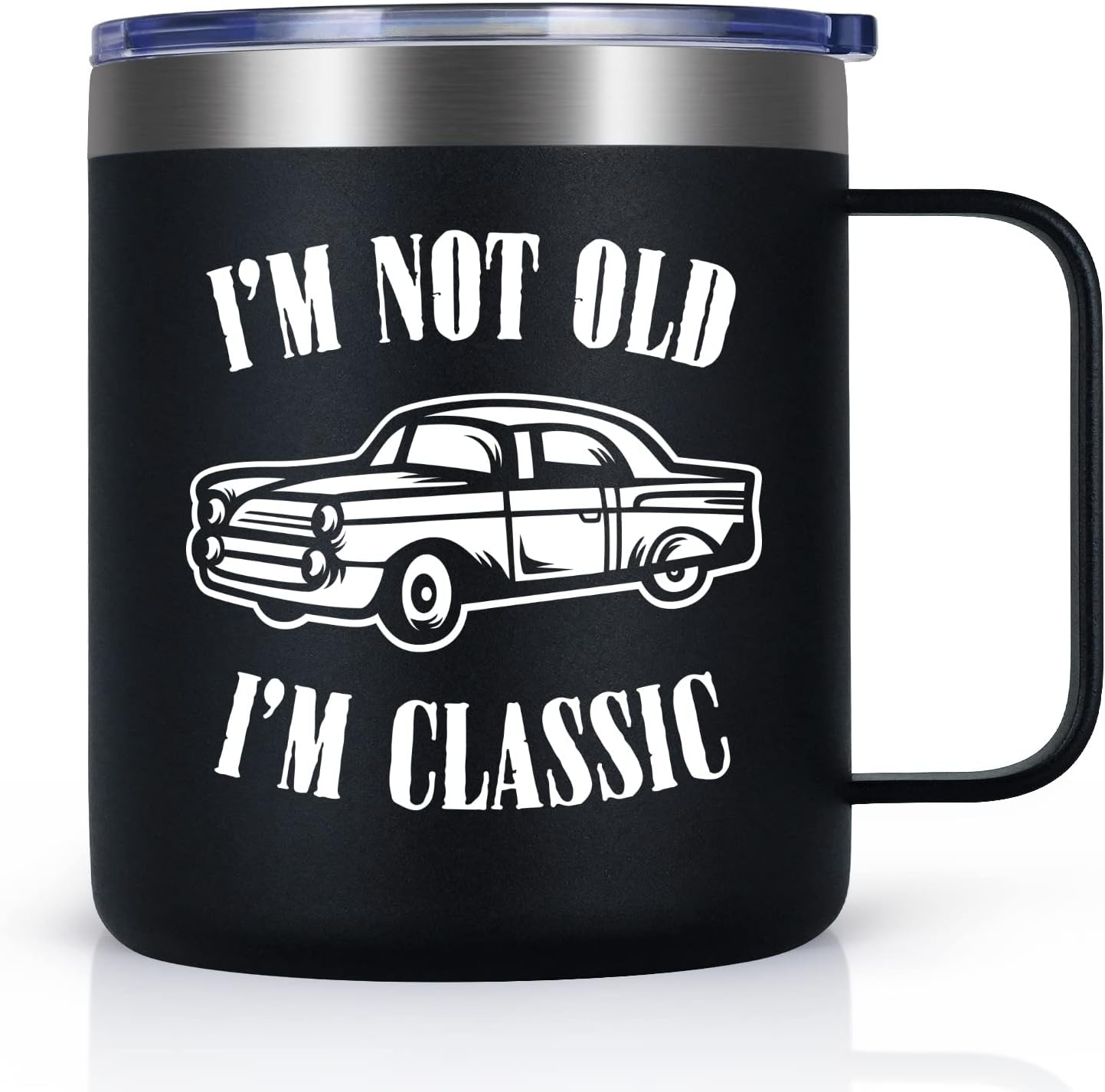 Taza de café con texto en inglés “I’m Not Old I’m Classic Car”, regalos para papá o abuelo, regalos para papá o abuelo, divertida taza de café para