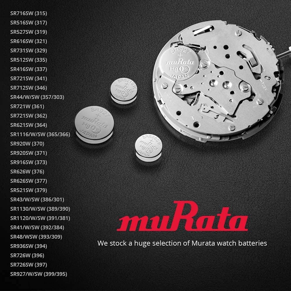Murata 397 SR726SW Batería 1.55V Celda de botón de reloj de óxido de plata – Sustituye a Sony 397 (2 baterías)