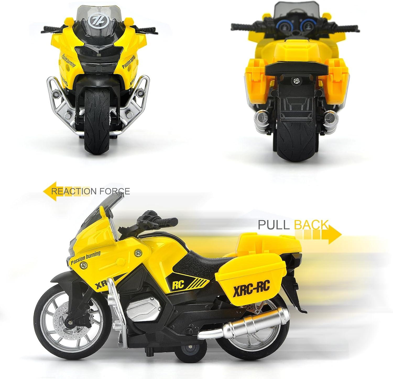 ACROFEK Juguetes de motocicleta de aleación con sonido y luz, juguetes de motocicleta fundidos a presión para niños de 3 a 5 años, gran motocicleta