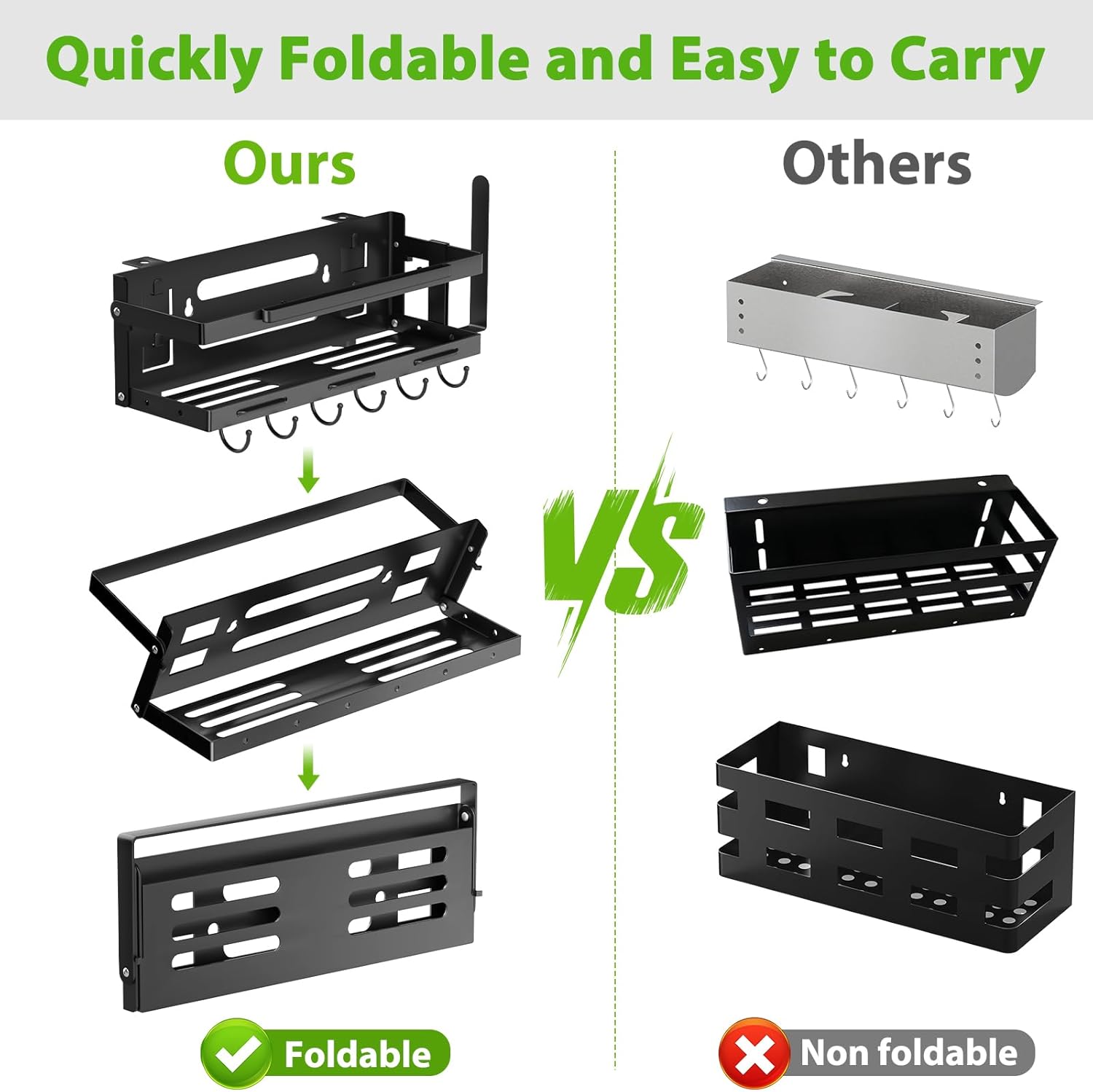 Organizador de parrilla mejorado para parrillas Blackstone de 17″22″, soporte organizador de accesorios de parrilla plegable, caja de almacenamiento