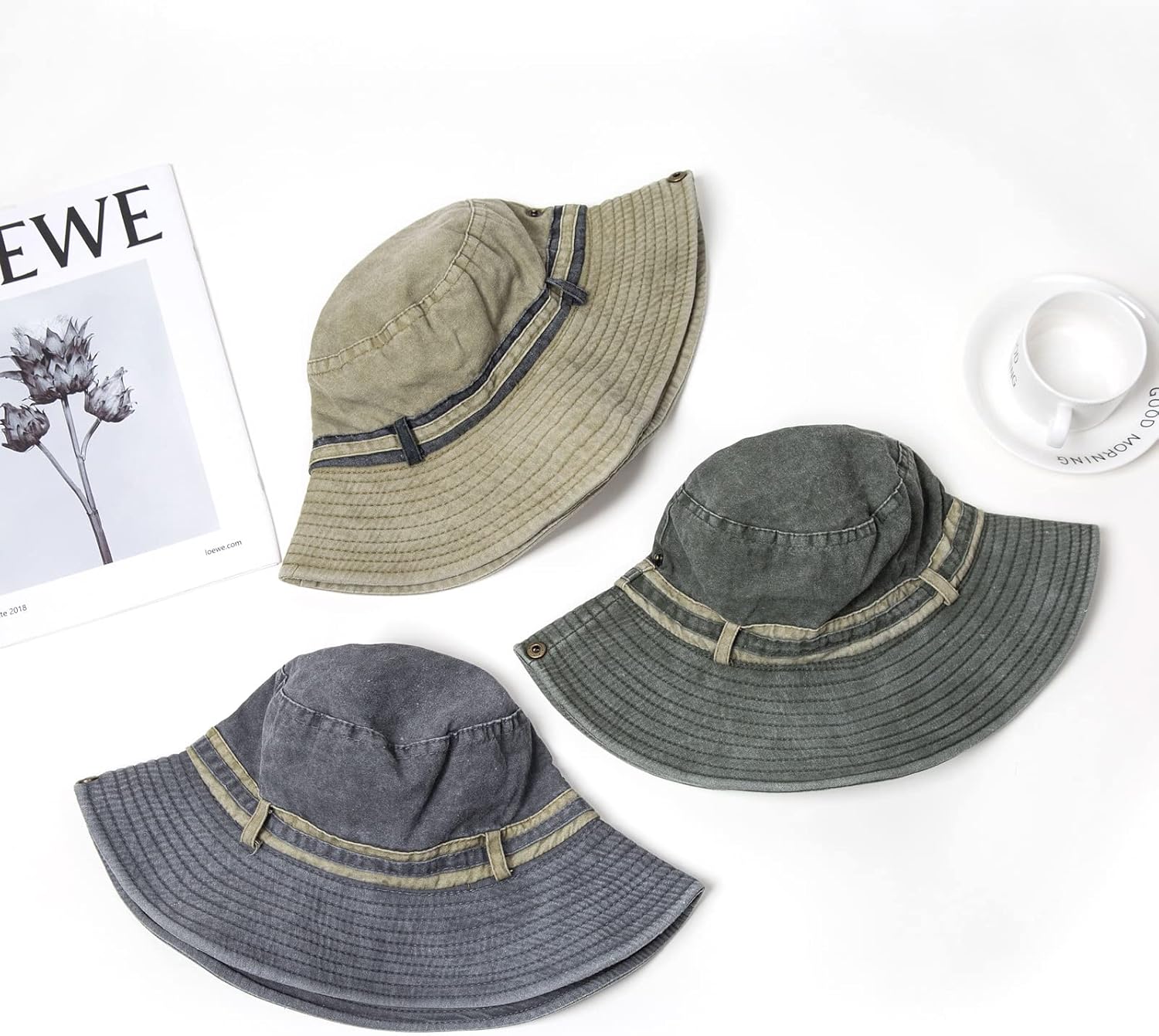 HZMAN Sombrero de sol para hombres y mujeres, de algodón de ala ancha, protección UV, plegable, plegable, plegable, para verano, playa, pesca,