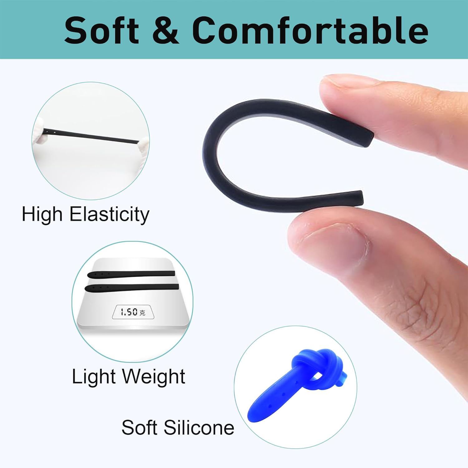 Puntas de extremo de las patillas para lentes antideslizantes, funda de tubo de silicona suave, retenedores de repuesto para patas planas de metal