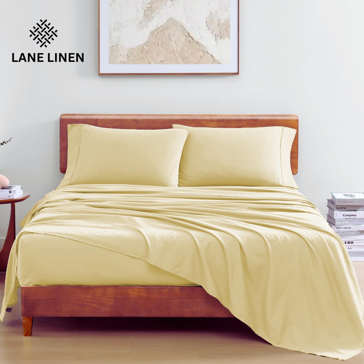 LANE LINEN – Juego de sábanas tamaño individual 100% algodón orgánico percal de fibras largas, 3 piezas, transpirable, para colchones de hasta 15