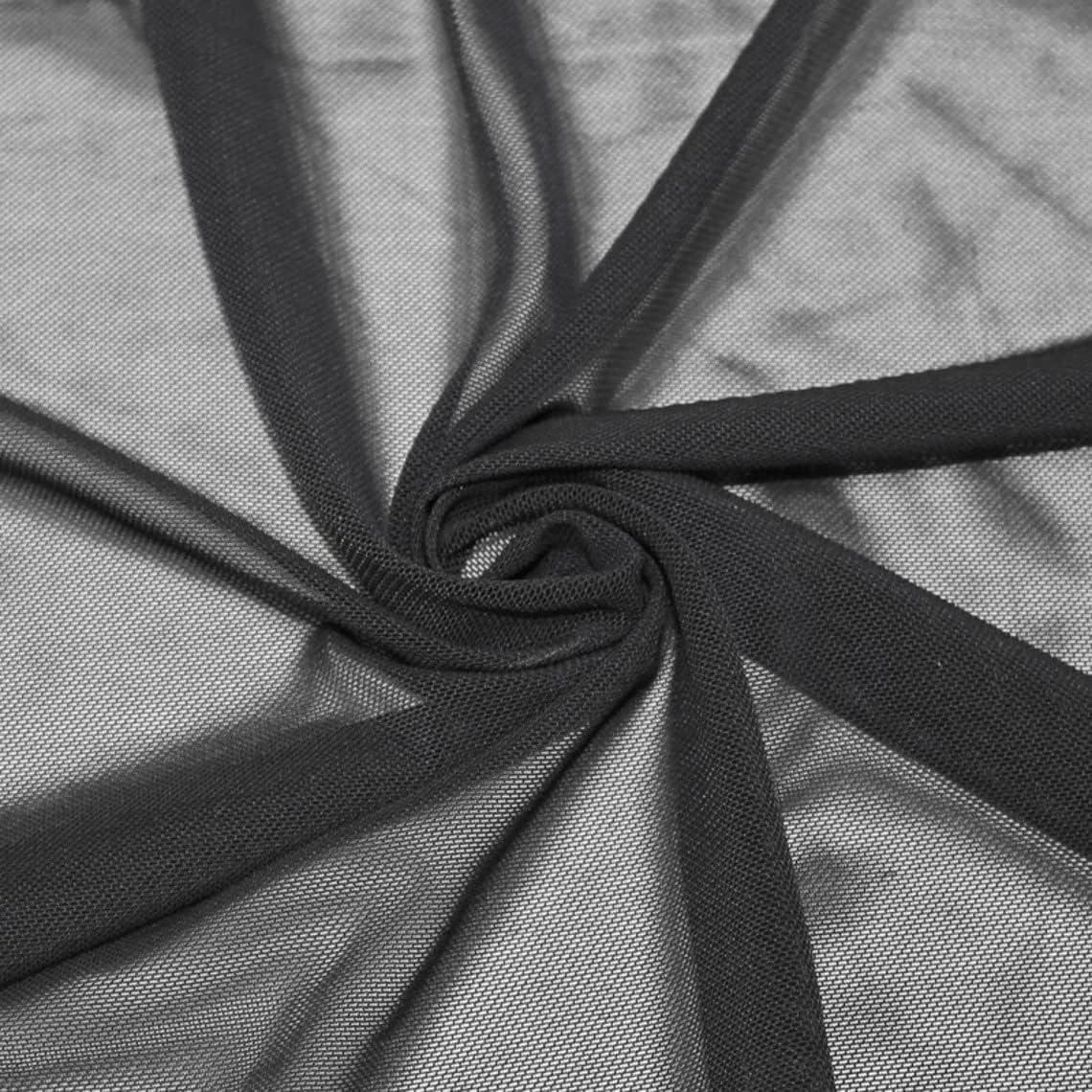 Stylish FABRIC Tela ligera de malla de poliéster y elastano sólidoelástico en 4 direcciones (3.53 ozm), proyectos de bricolaje, negro 1 yarda