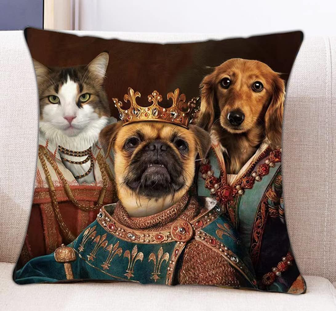 Divertida funda de almohada con diseño de retrato de mascota, gato y perro, funda de almohada para auto, sofá, oficina, cama, habitación, decoración