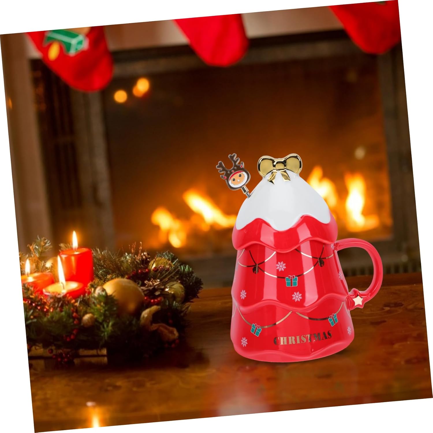 BESTOYARD 2 juegos de tazas de Navidad retro Latte Cup Cartoon Holiday Cup Retro Ceramic Mug Christmas Drink Cup Christmas Mug Christmas Mug with