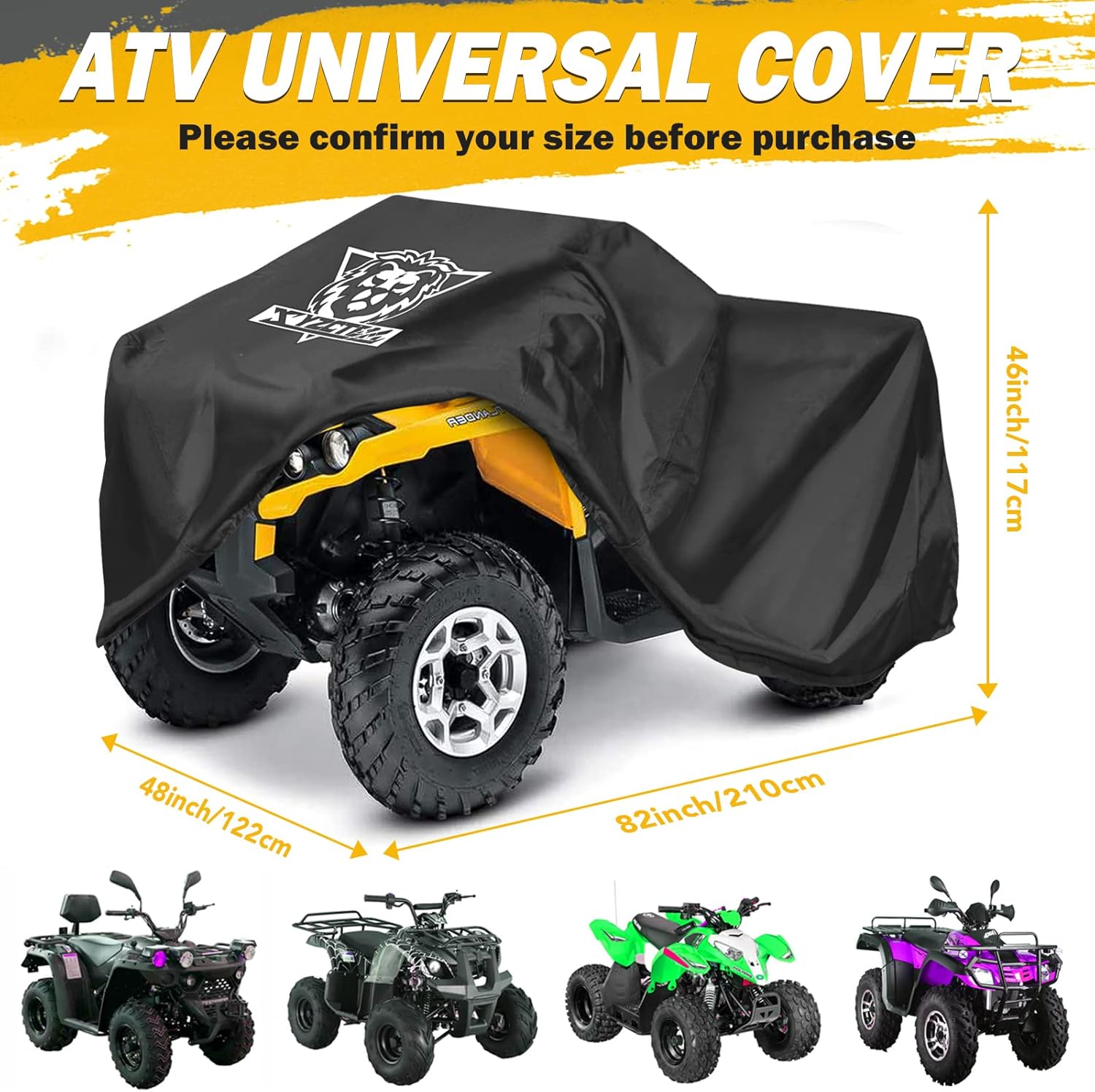XYZCTEM Funda prémium para ATV, tela Oxford 210D con protección contra el agua, los rayos UV, el viento. Cubierta cuádruple para Can-am, Suzuki,