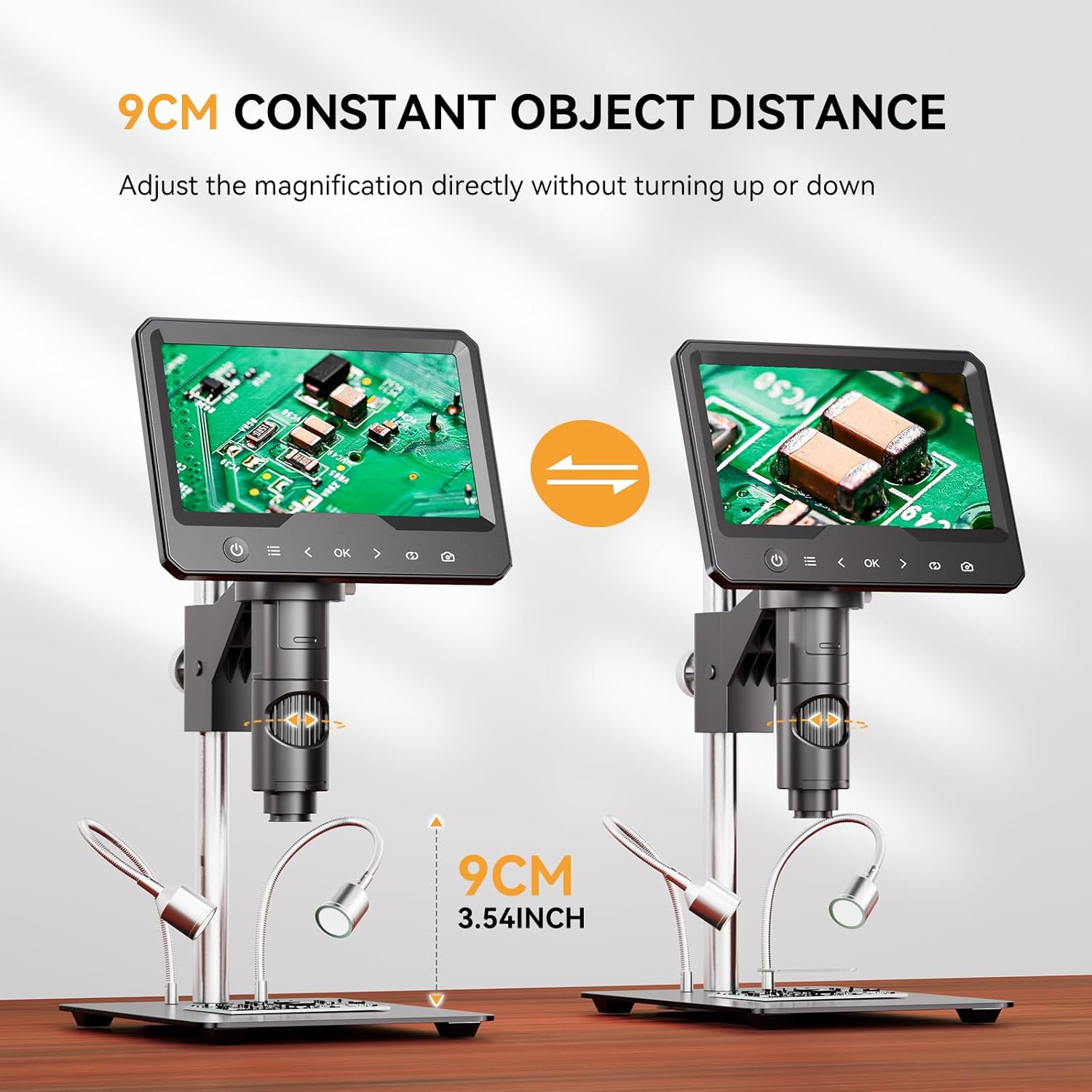 Elikliv EDM701 Pro Microscopio parfocal digital, microscopio de soldadura para reparación electrónica con gran espacio de operación, lupa