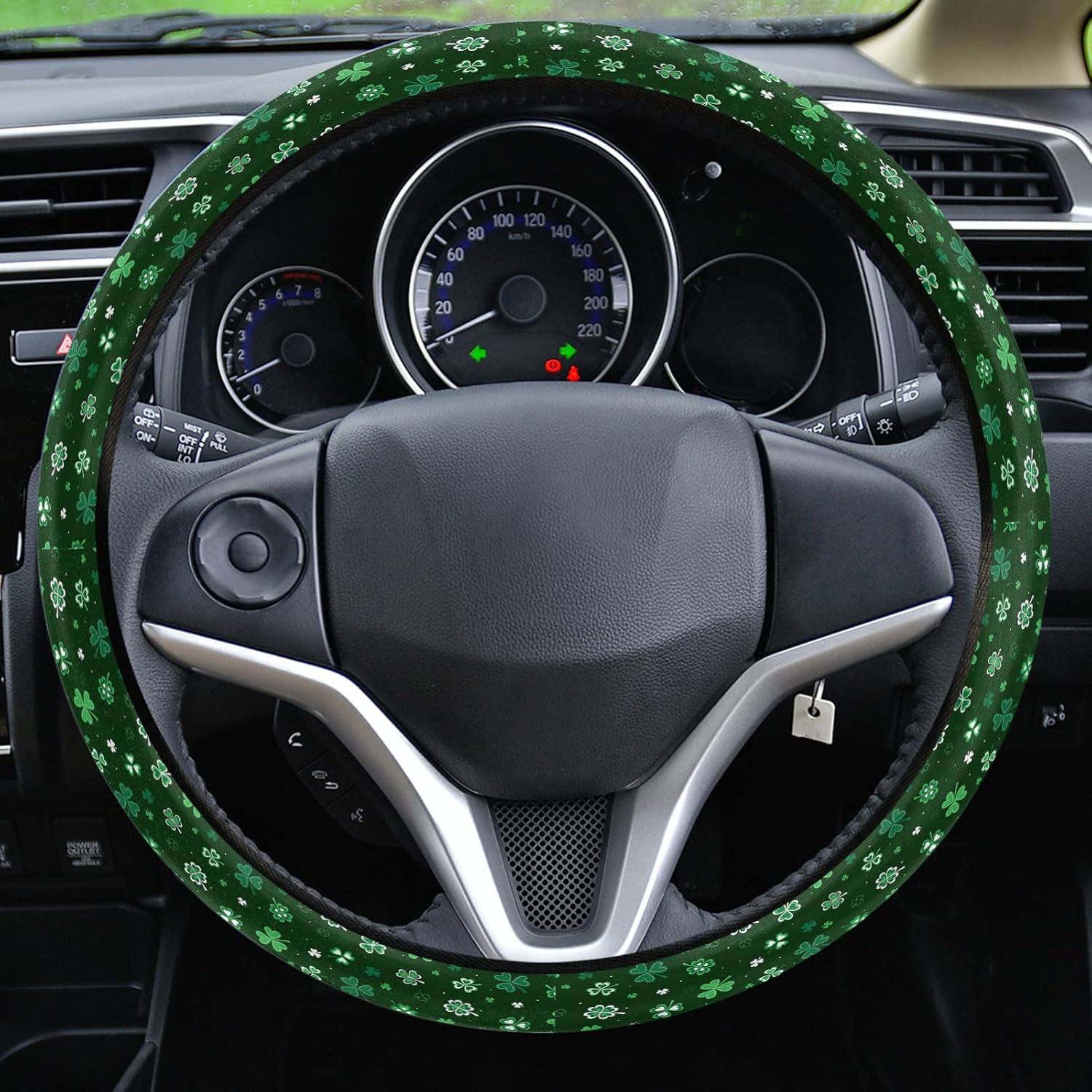 Funda para volante de automóvil, diseño de trébol brillante del día de San Patricio, esponja elástica elástica, funda protectora para vehículos,