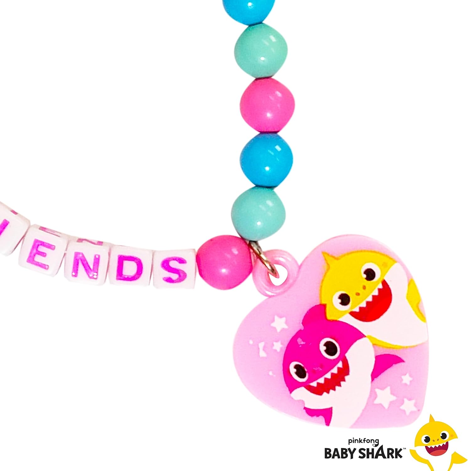 LUV HER Baby Shark Girls BFF – Joyero de juguete de 6 piezas con 2 anillos, 2 pulseras de cuentas y pinzas para el cabello a presión a partir de 3