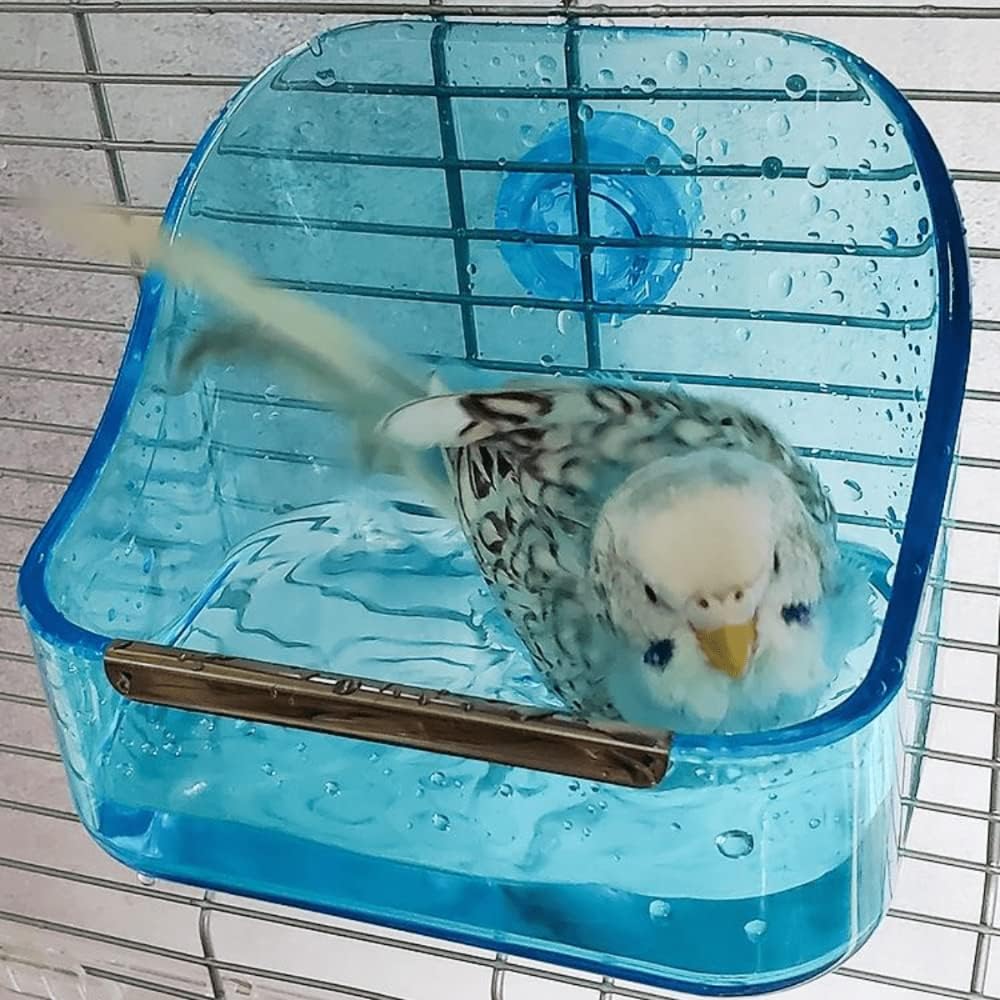 Bañera para pájaros, caja de baño de cristal para pájaros, jaula para pájaros, jaula, accesorio para bañera para pájaros pequeños, periquitos,